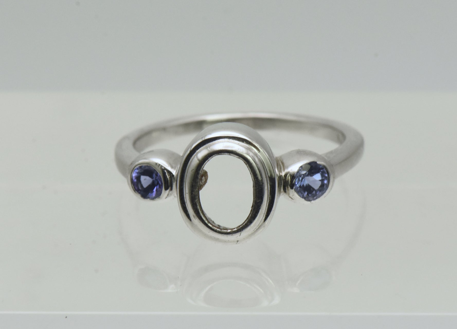 Vintage Tanzanite Accented Sterling Silver Semi-Mount- Size 5.75