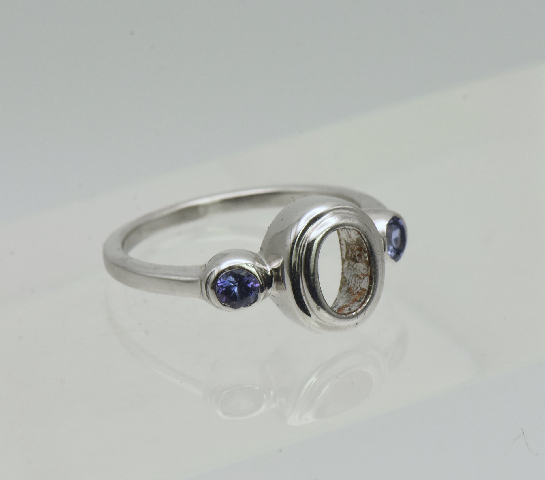 Vintage Tanzanite Accented Sterling Silver Semi-Mount- Size 5.75