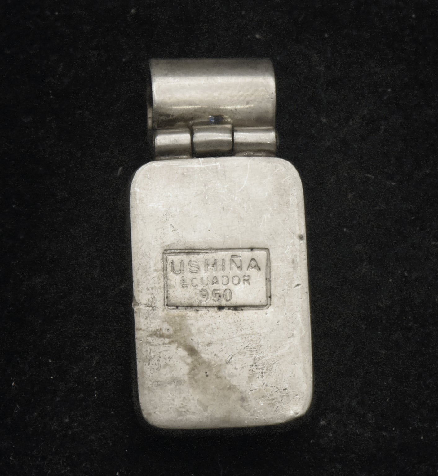 Byron Ushiña - Vintage Handmade 950 Silver Stone Pendant