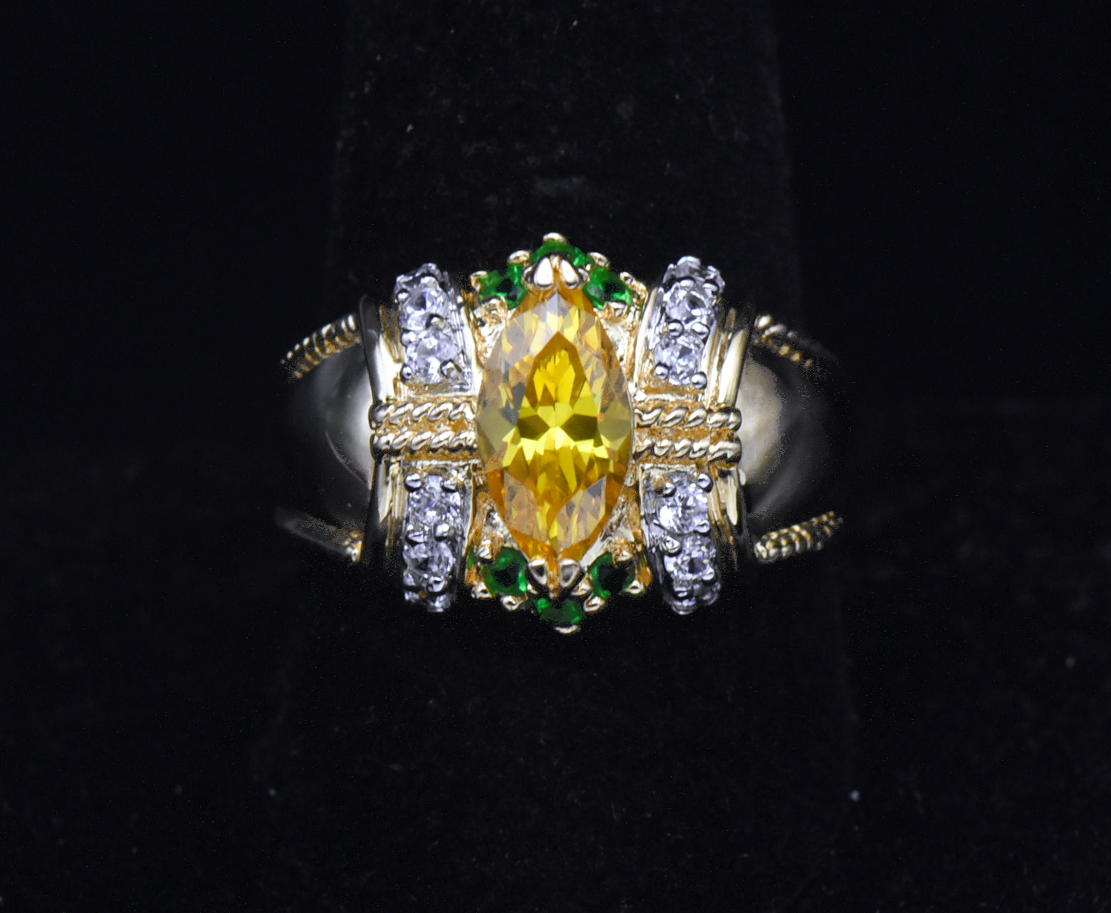 Ross-Simons - Vintage Vermeil with Yellow and Green CZ Ring - Size 10