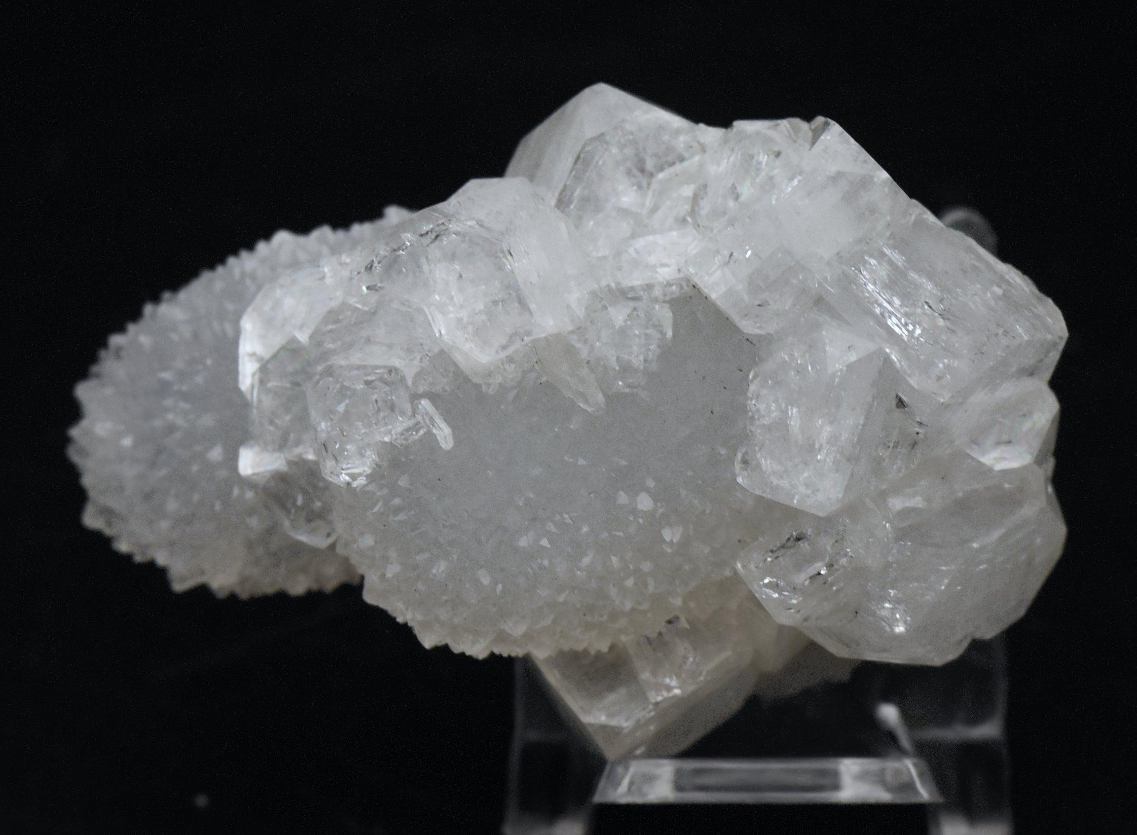 Apophylite Crystal Cluster with Druze - India