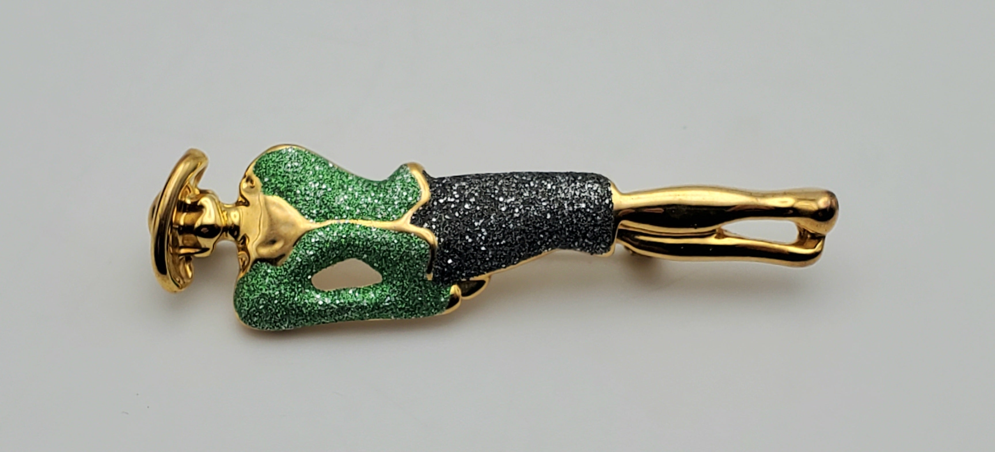 Vintage Gold Tone Glitter Fashionable Lady Brooch