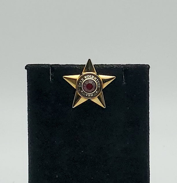 Gold Tone Red Crystal Star VBH Star Volunteer Pin