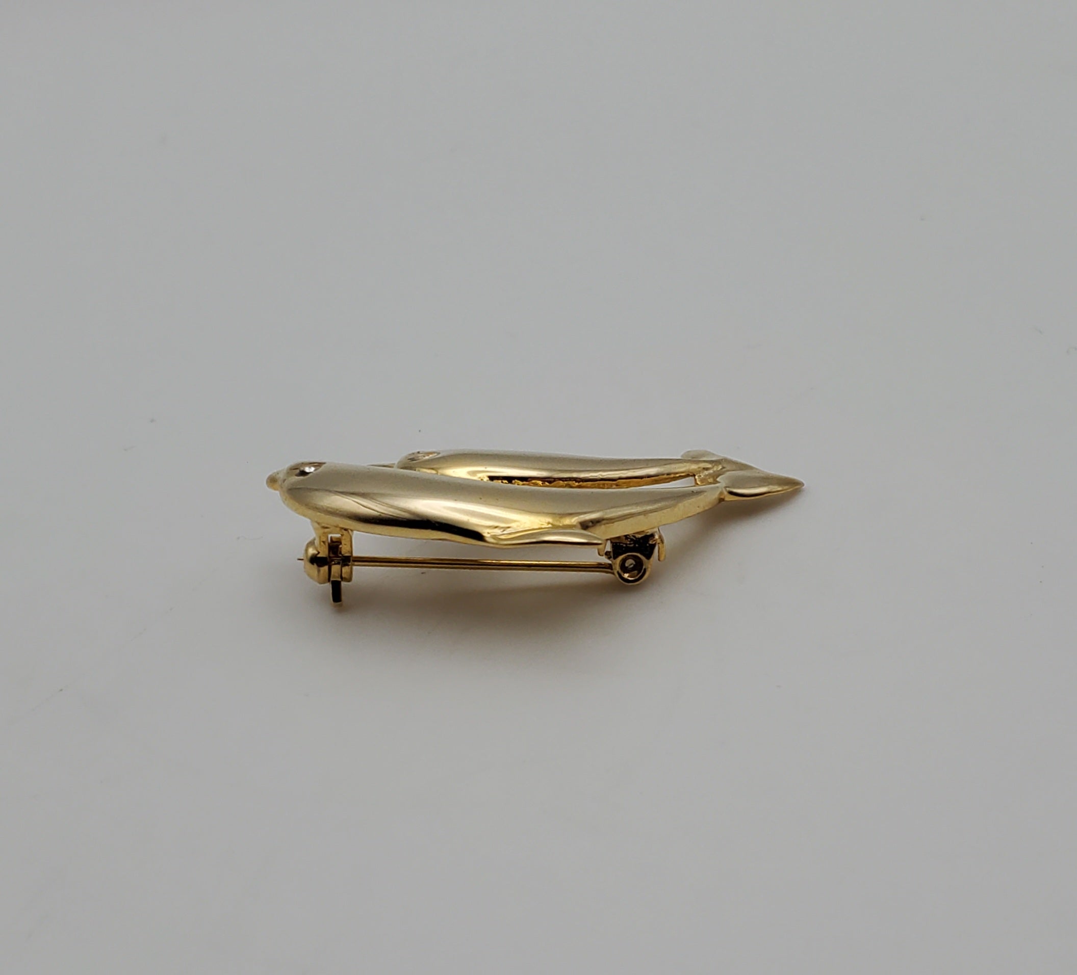 Gold Tone Dolphins Brooch