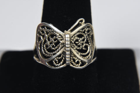 Sterling Silver Filigree Butterfly Ring (DAMAGED) - Size 11