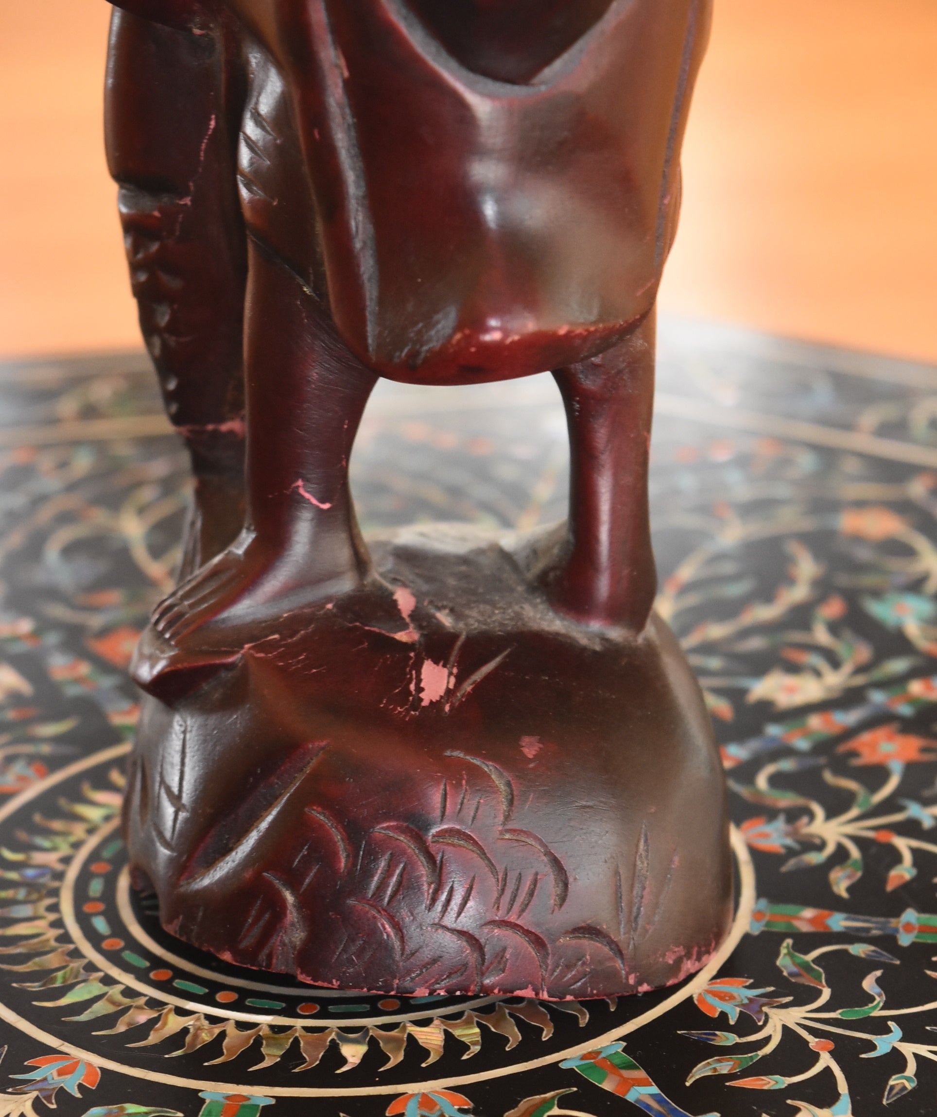 Chinese Carved Wood Fisherman Sculpture