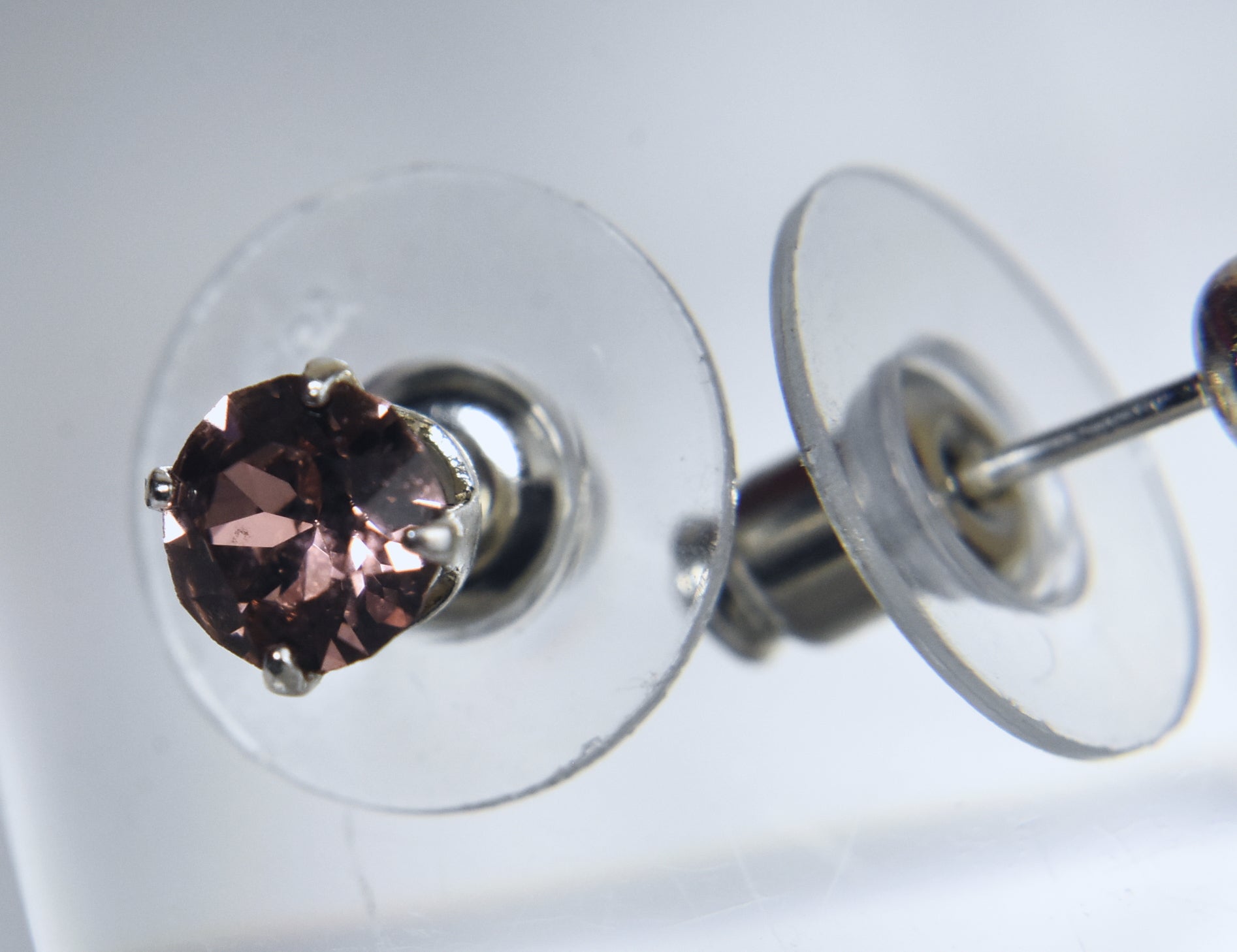 Sterling Silver Crystal Stud Earrings - Multiple Color Options