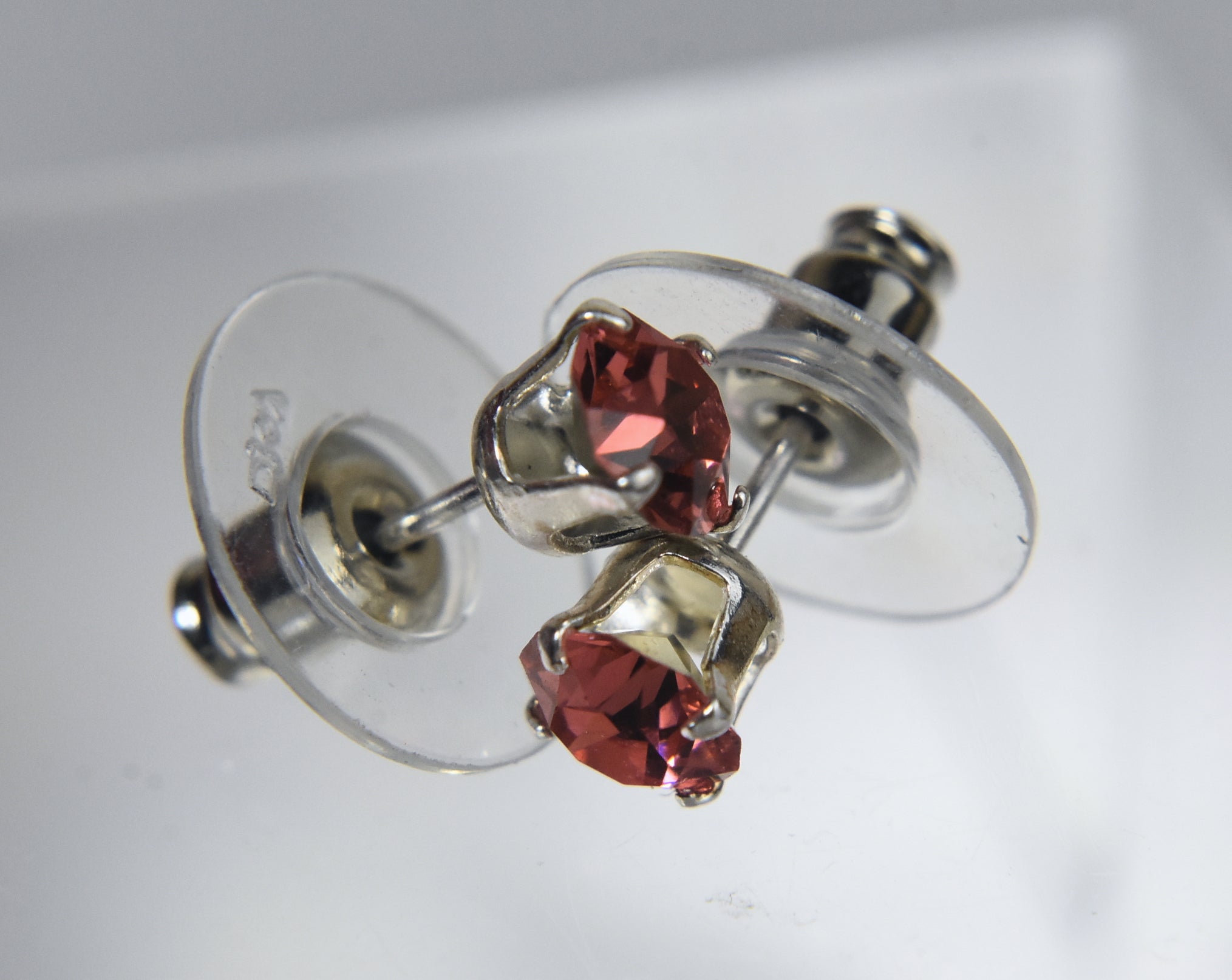 Sterling Silver Crystal Stud Earrings - Multiple Color Options