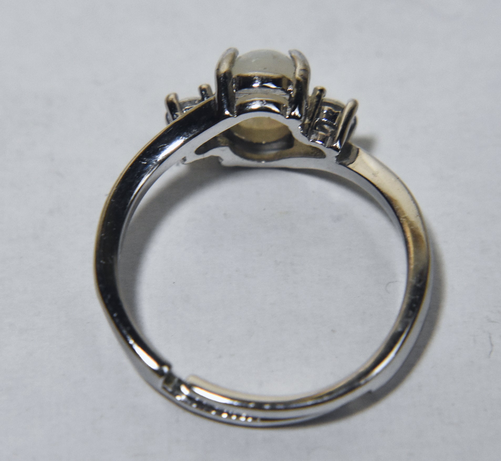 Sterling Silver Faux Opal Expandable Ring - Size 6.25+