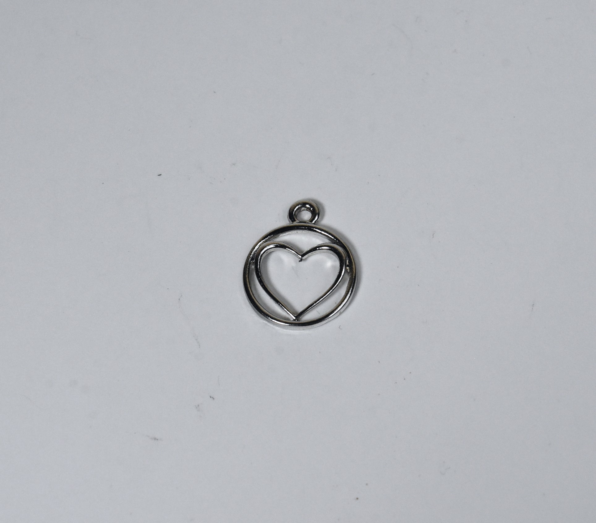 Silver Tone Heart Hoop Pendant
