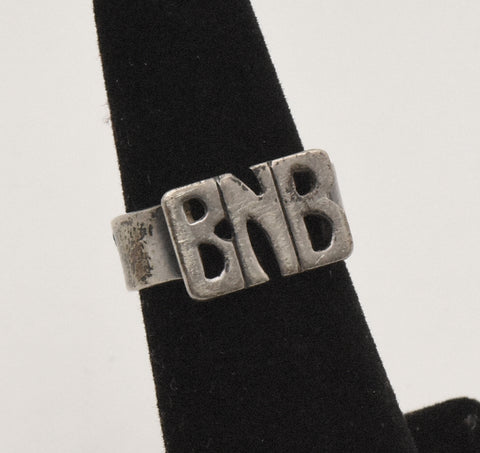 Vintage Sterling Silver "BNB" Monogram Ring - Size 5.25