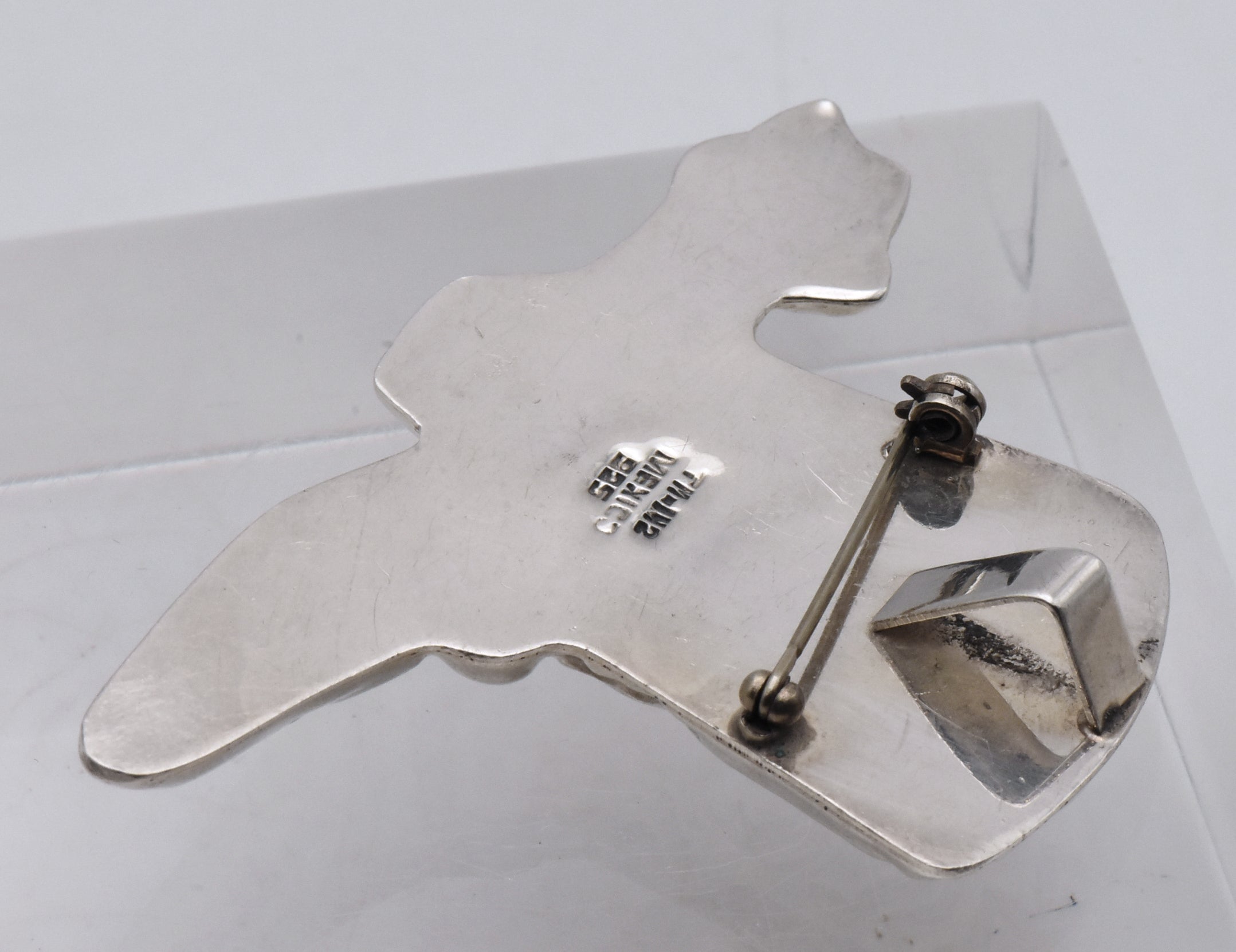 Vintage Handmade Mexican Sterling Silver Cowboy Boot with Spur Brooch/Pendant