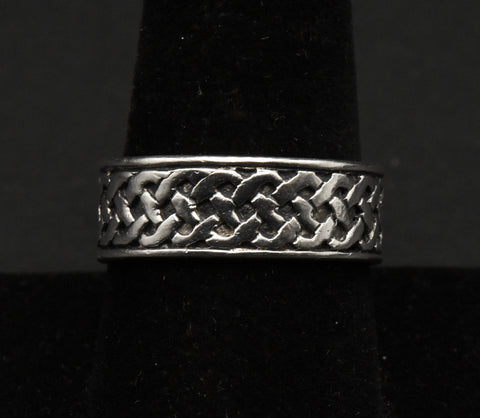 Vintage Sterling Silver Celtic Knot Band - Size 9.25
