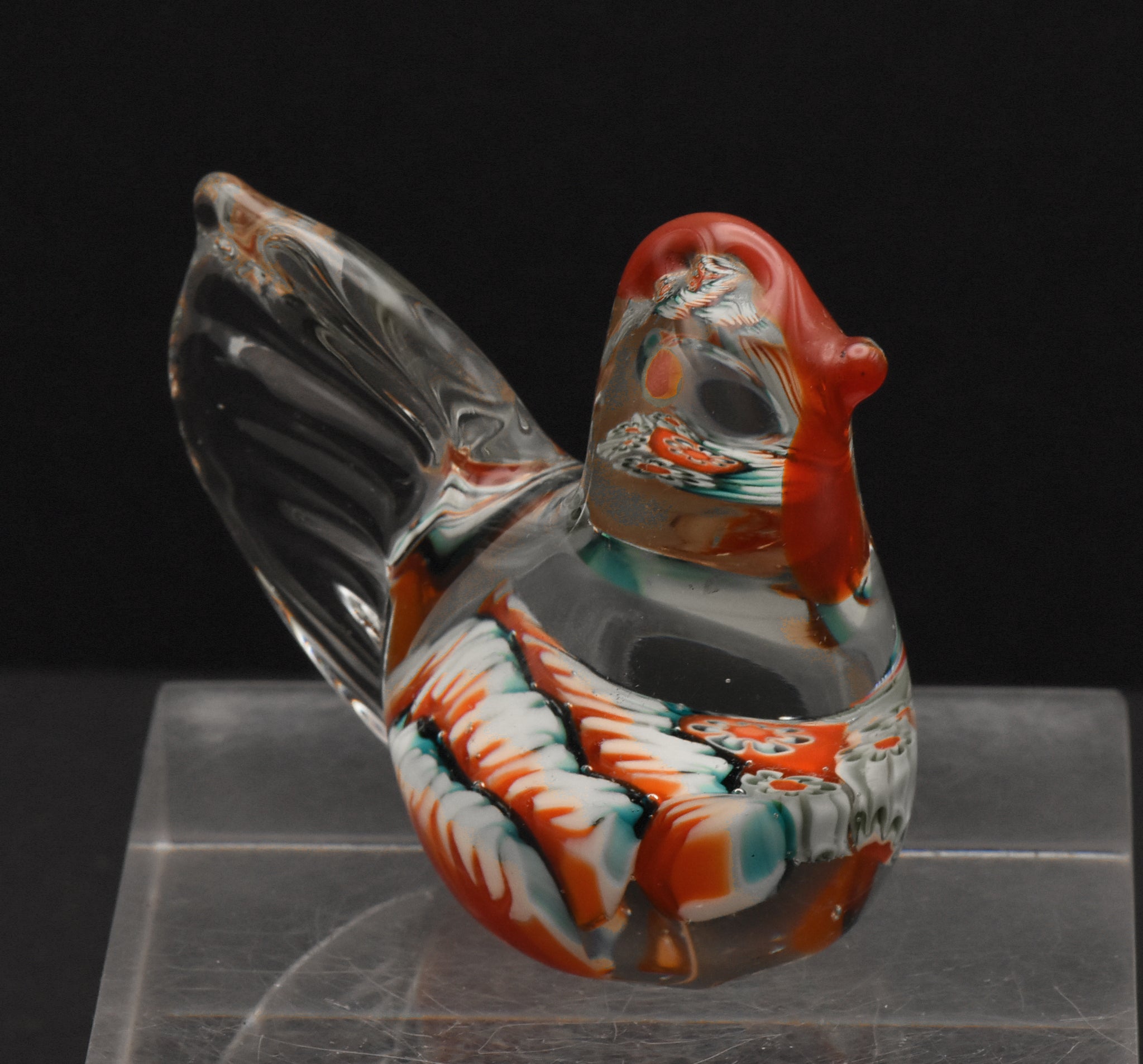 Vintage Handmade Murano Style Chicken Glass Figurine