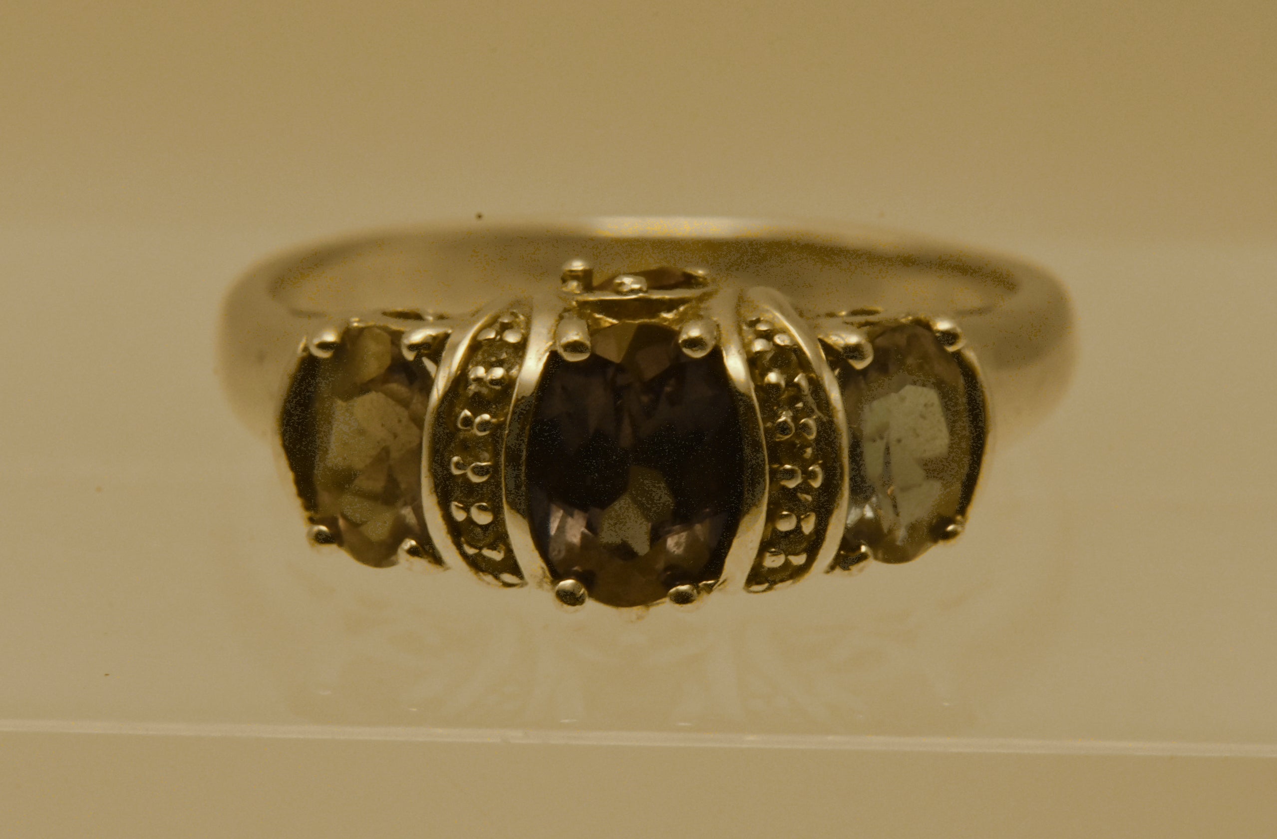 Vintage Sterling Silver Synthetic Color Change Sapphire and Topaz Ring - Size 9