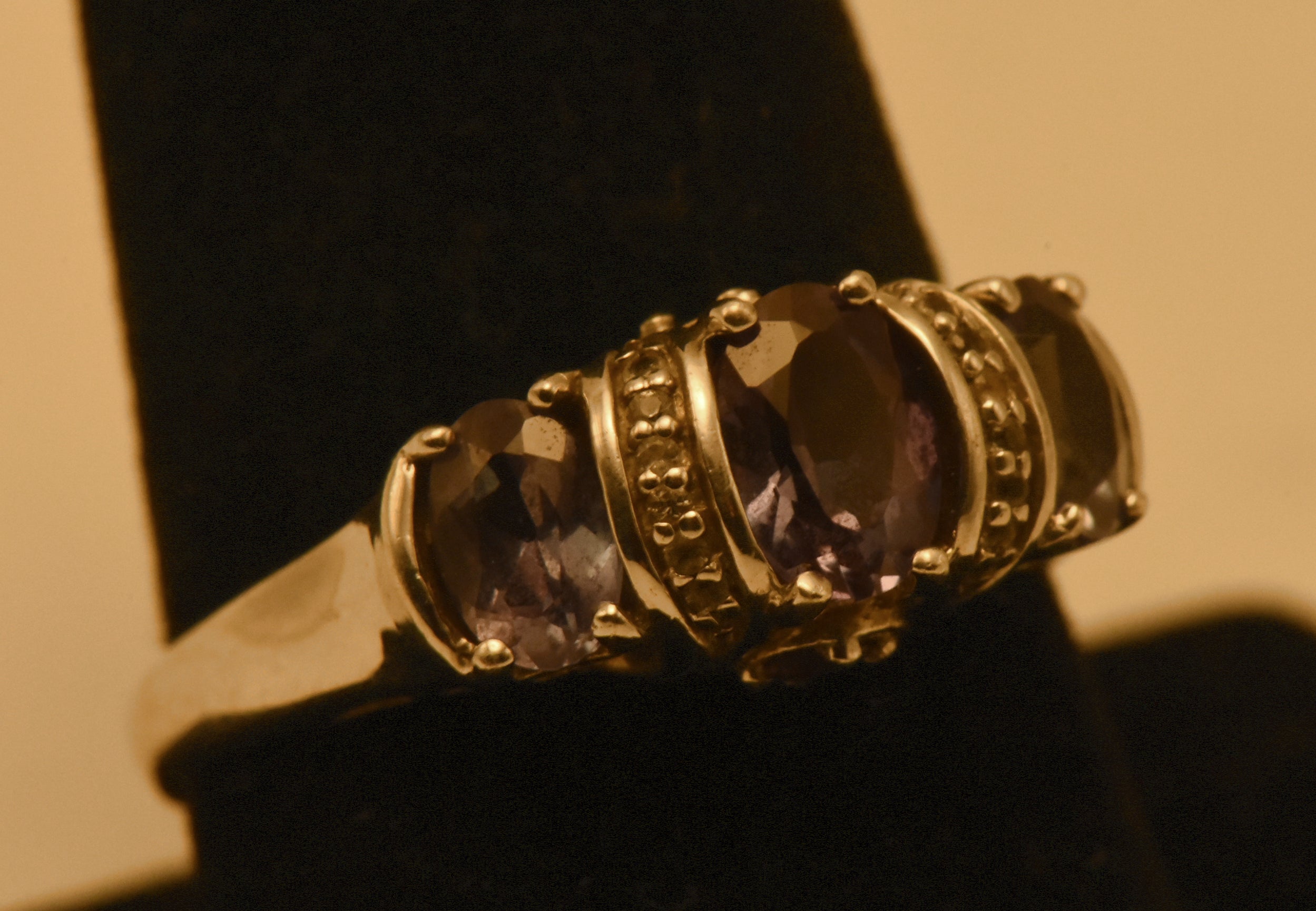 Vintage Sterling Silver Synthetic Color Change Sapphire and Topaz Ring - Size 9