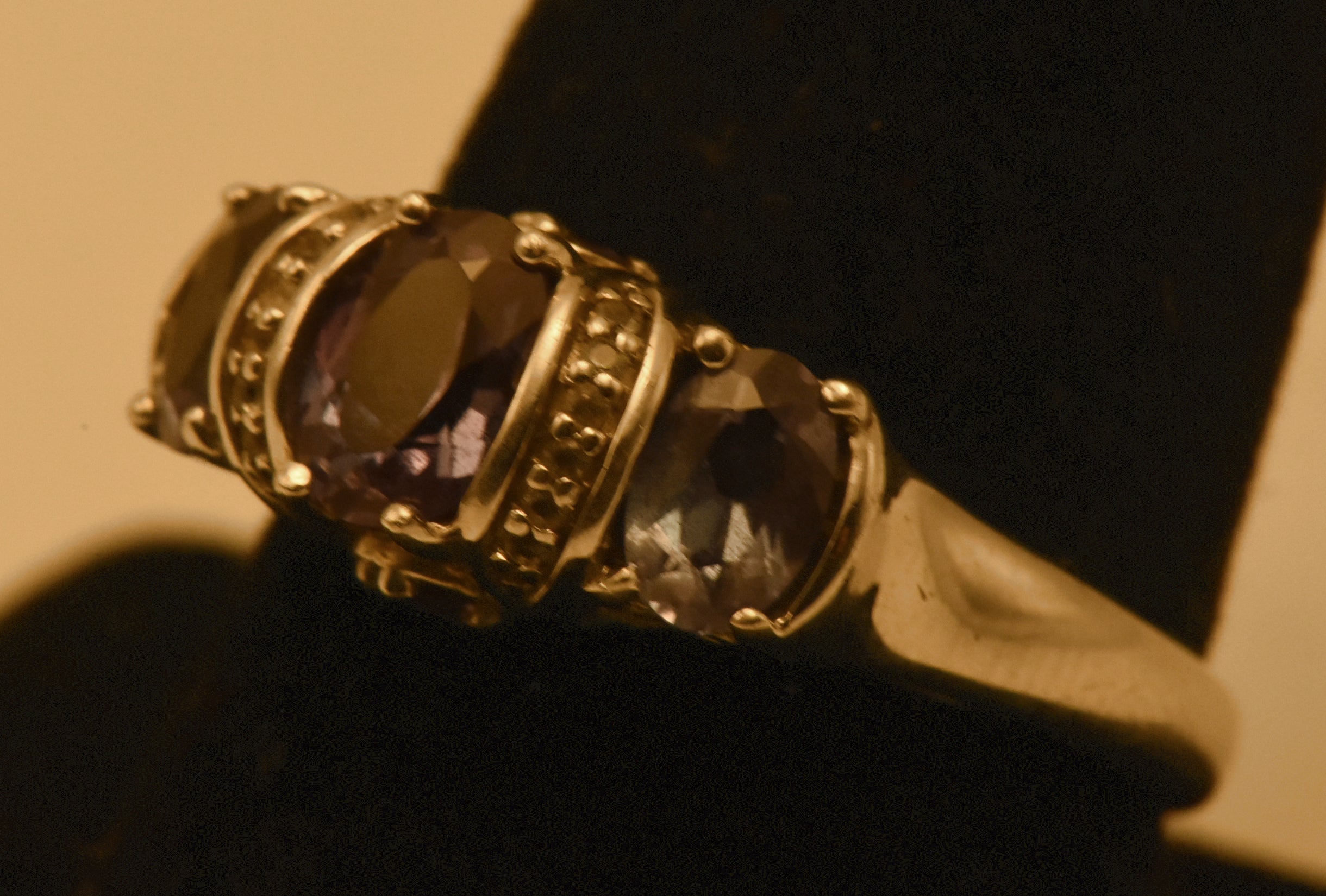 Vintage Sterling Silver Synthetic Color Change Sapphire and Topaz Ring - Size 9