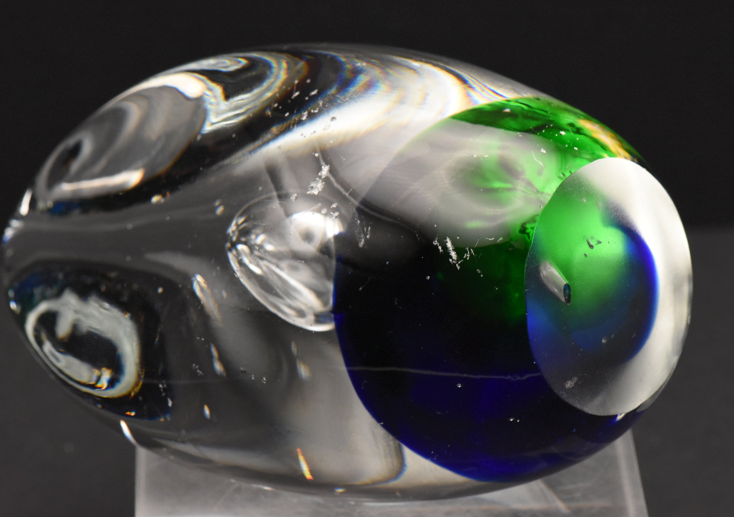 Vintage Controlled Bubble Ovoid Glass Paperweight - 1lb+