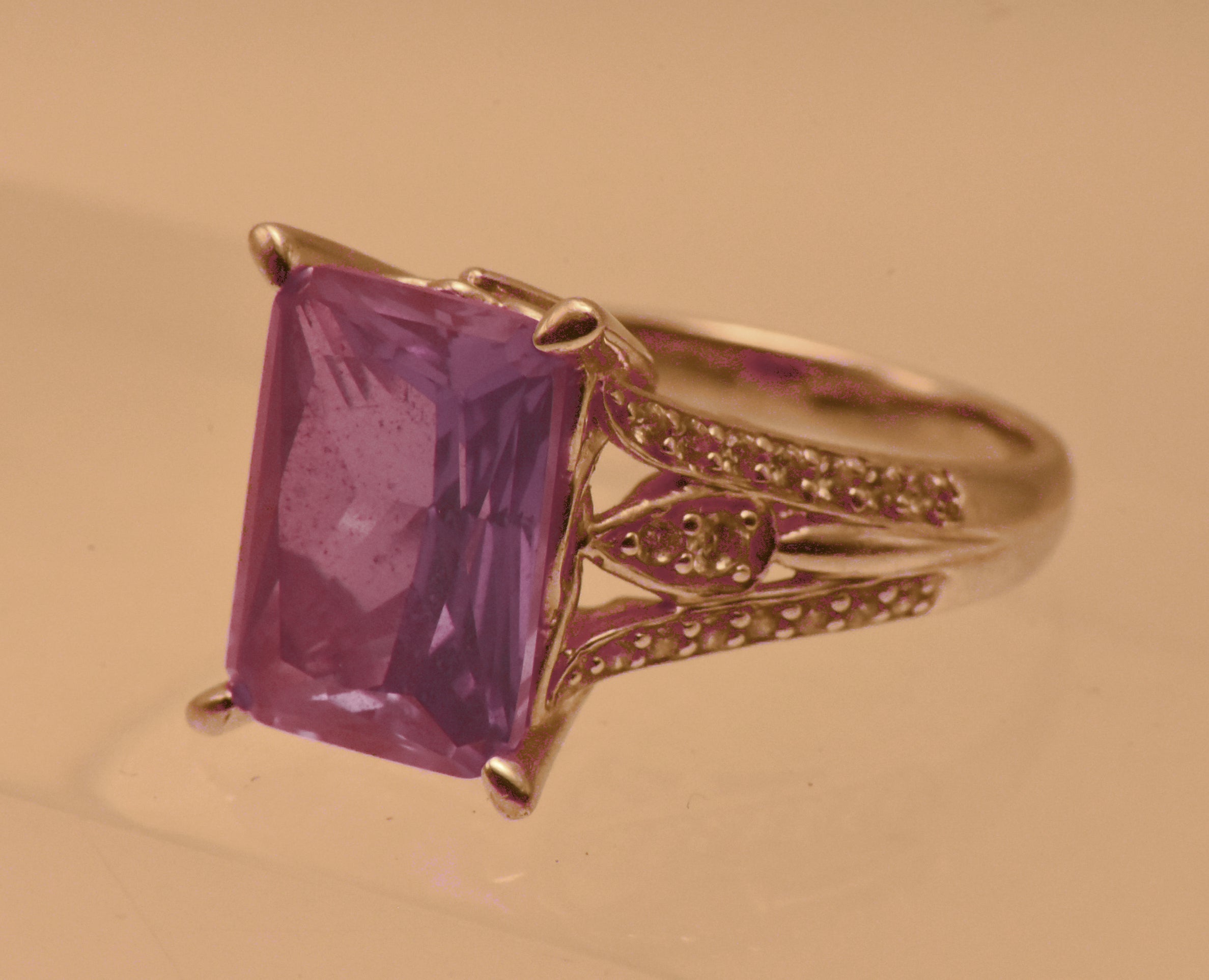 Vintage Sterling Silver Synthetic Color Change Sapphire Ring - Size 9