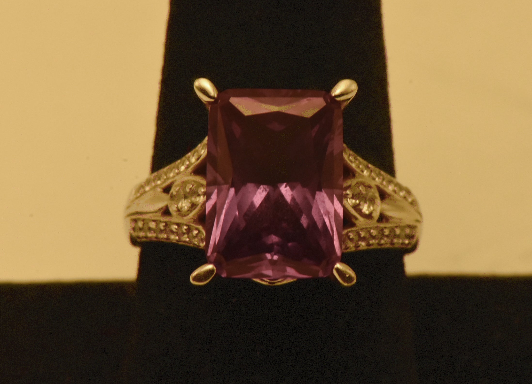 Vintage Sterling Silver Synthetic Color Change Sapphire Ring - Size 9