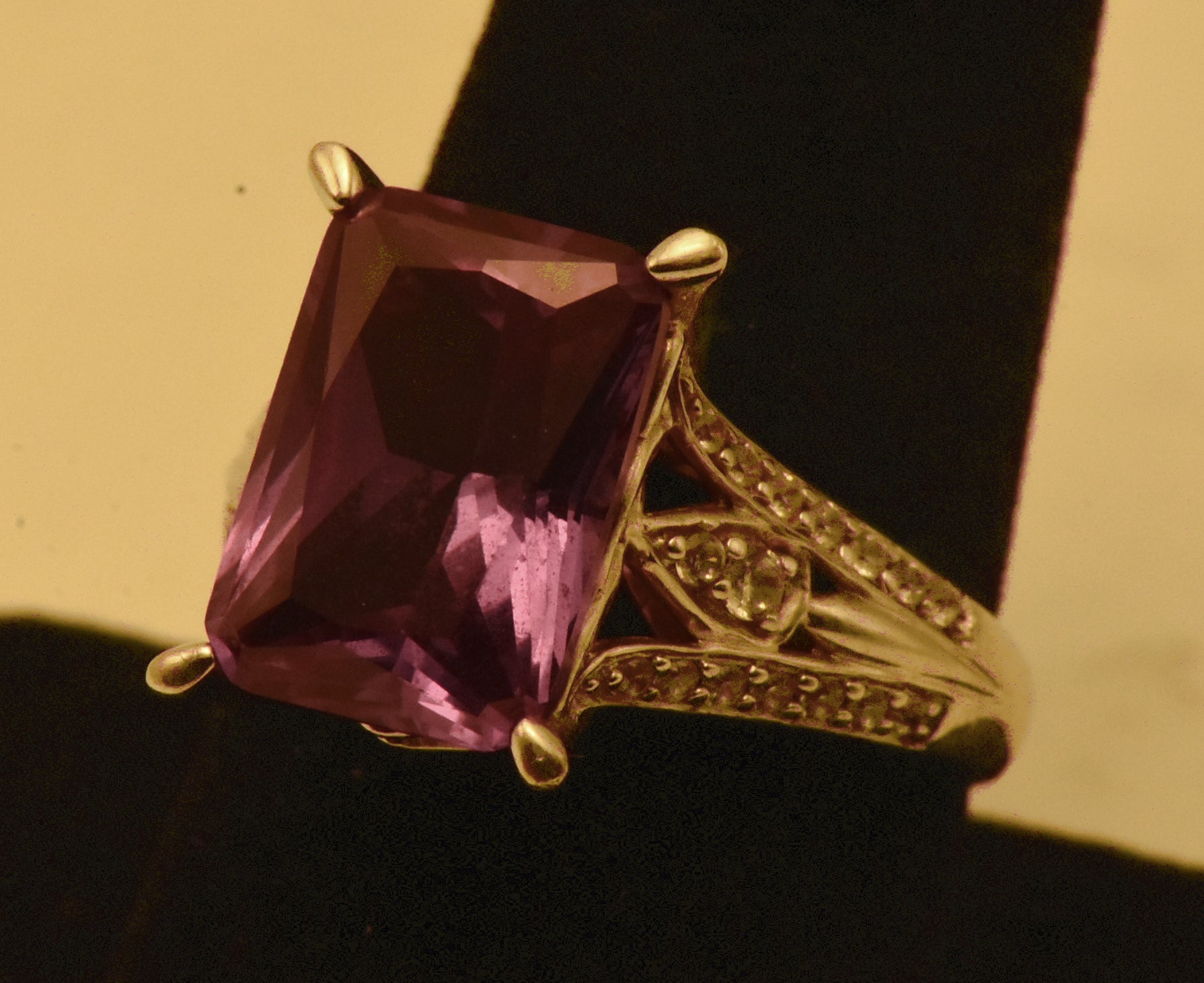 Vintage Sterling Silver Synthetic Color Change Sapphire Ring - Size 9