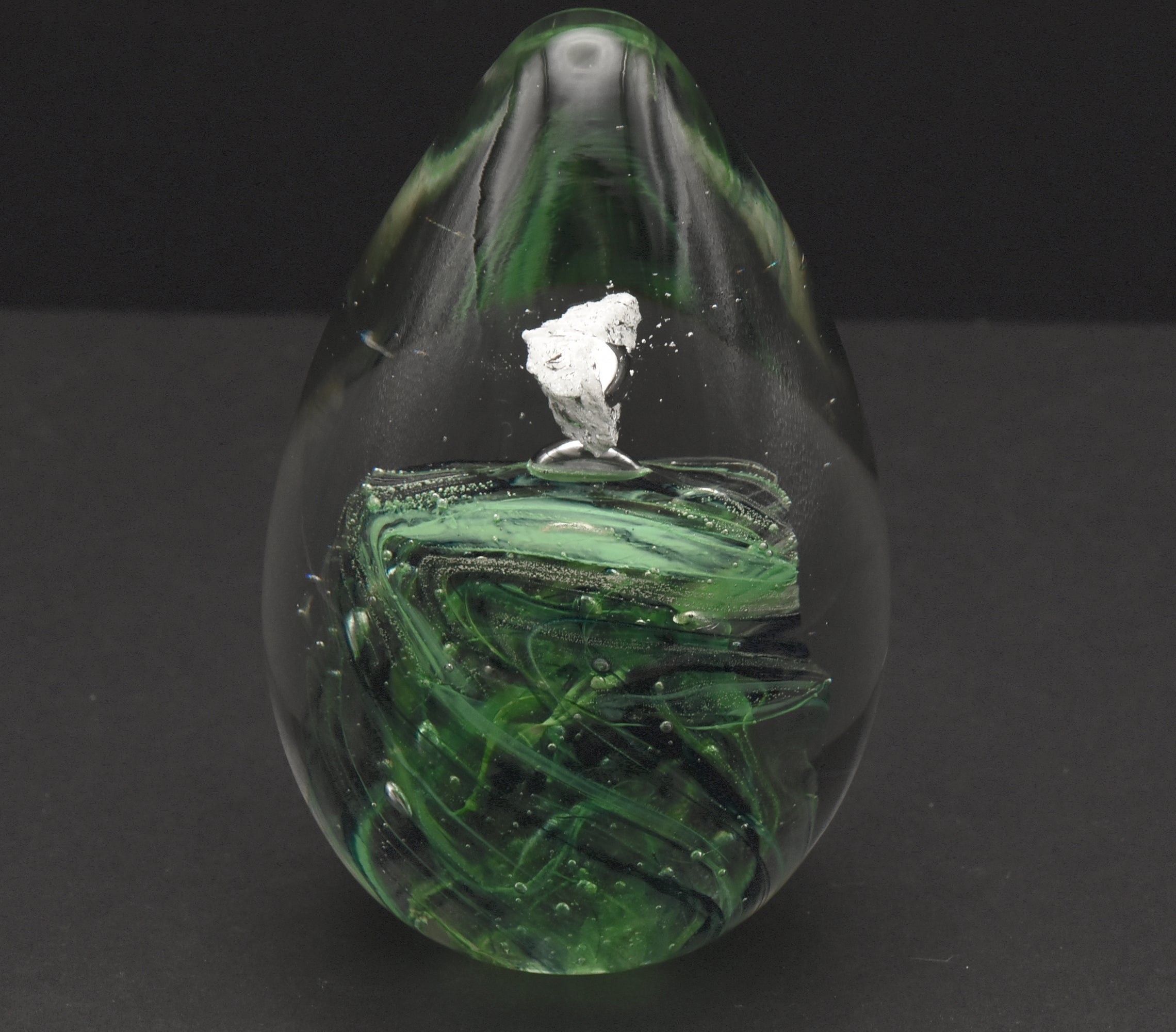 Vintage Green Swirl Glass Egg Paperweight