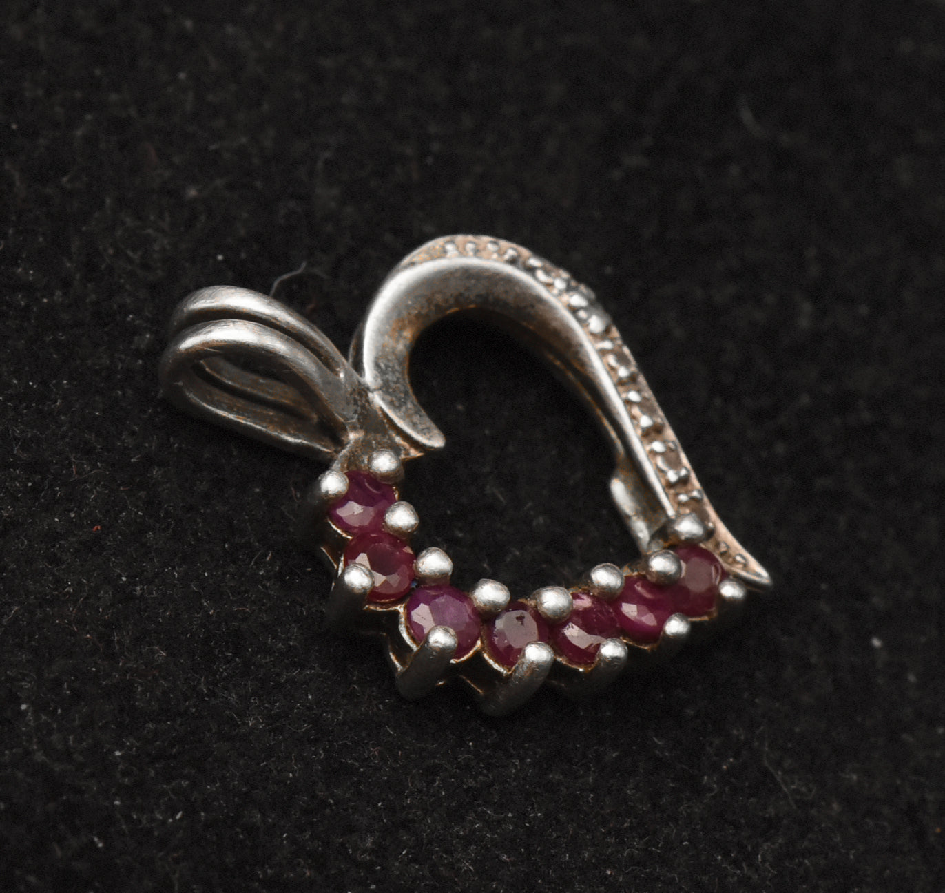 Ross-Simons - Rubies and Diamond Sterling Silver Heart Pendant