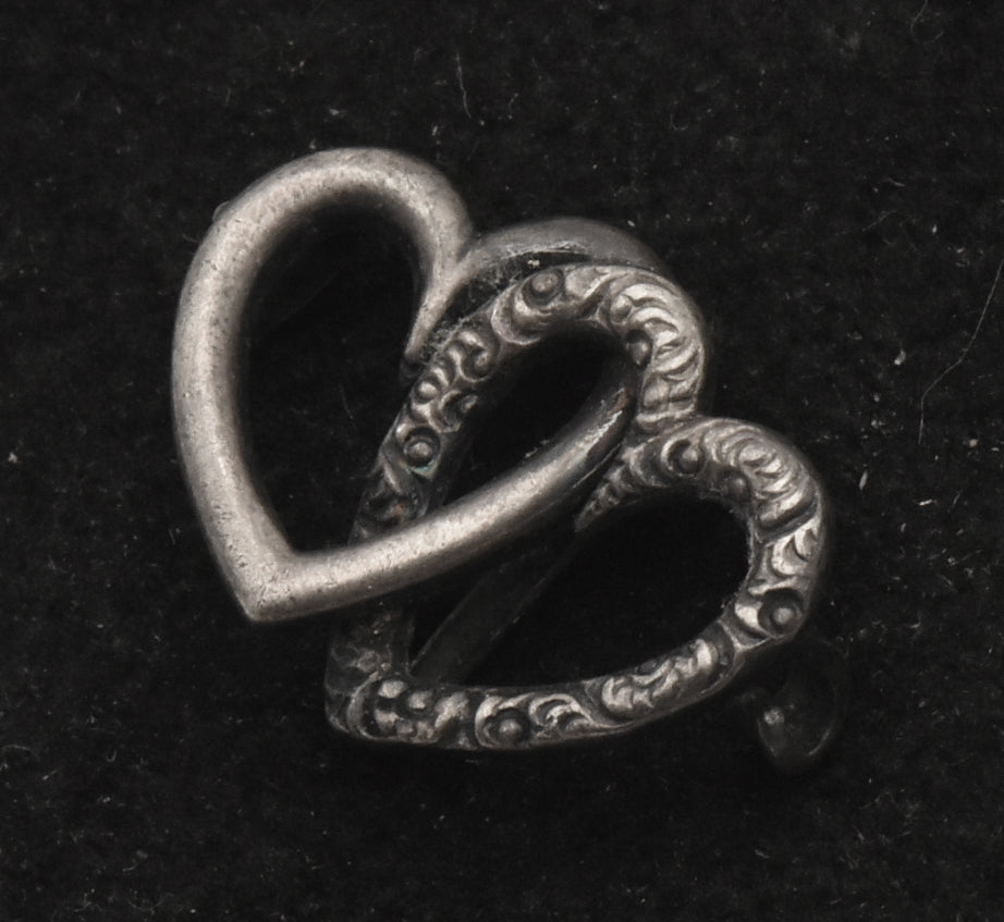 Vintage Sterling Silver Interlocking Hearts Pendant/Brooch (MISSING PIN)