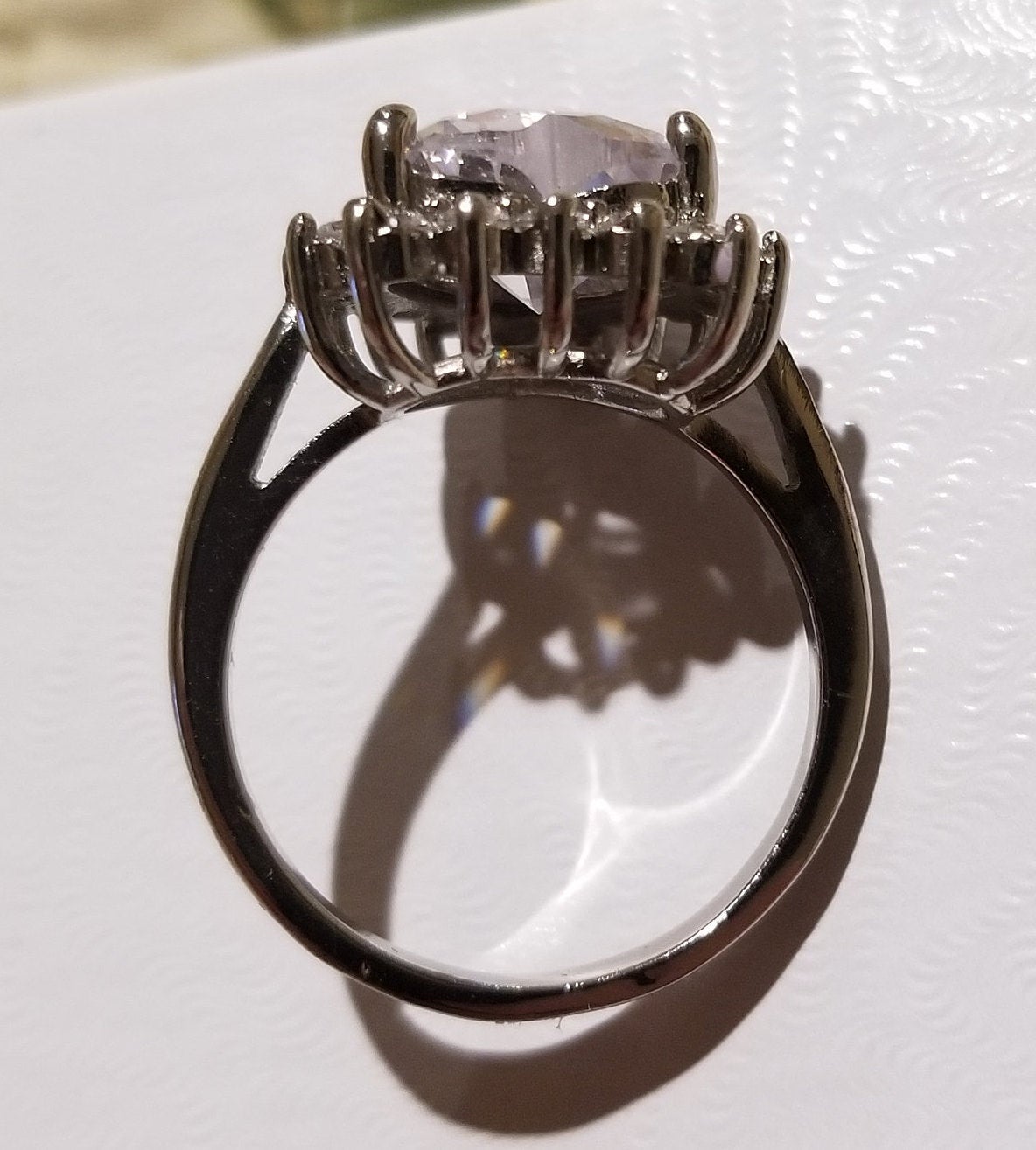 Sterling Silver Ring with Large Heart Shaped Simulated Diamond - Size 7