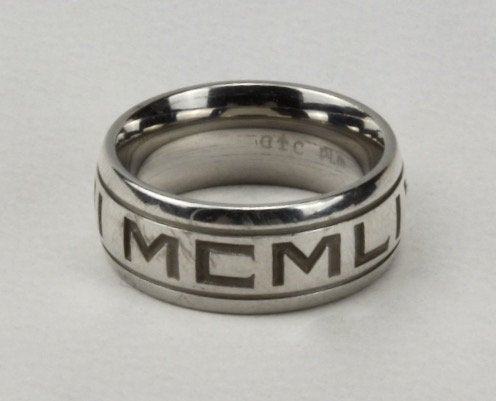 Solid Sterling Silver Band Engraved "VI XXVII MCMLIV" - Size 7