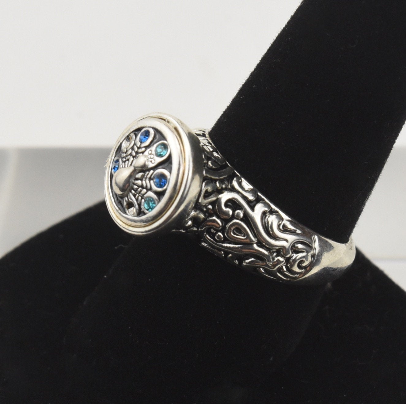 Peacock Spinner Ring - Size 9
