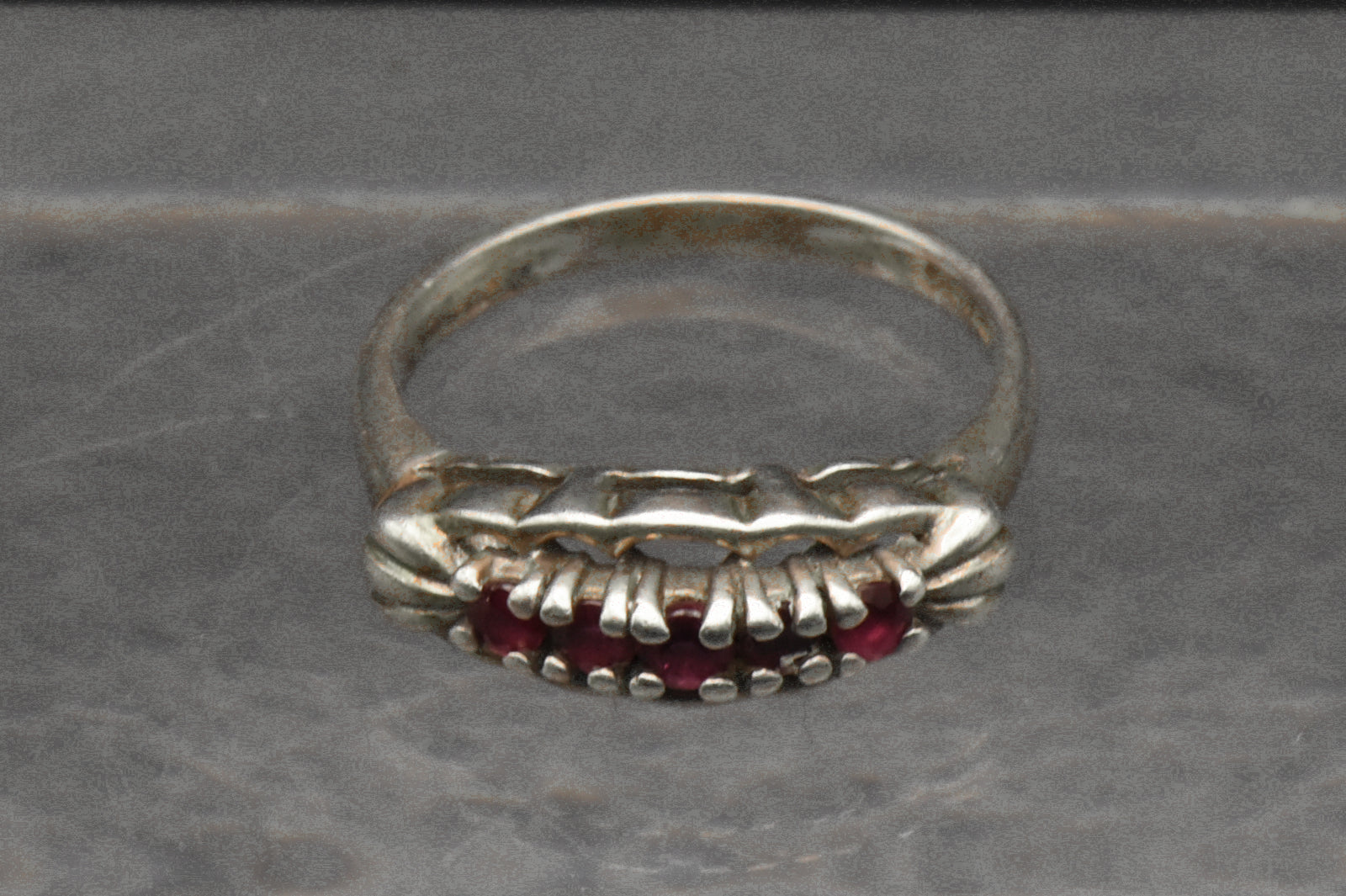 Vintage Sterling Silver and Rubies Ring - Size 4.25