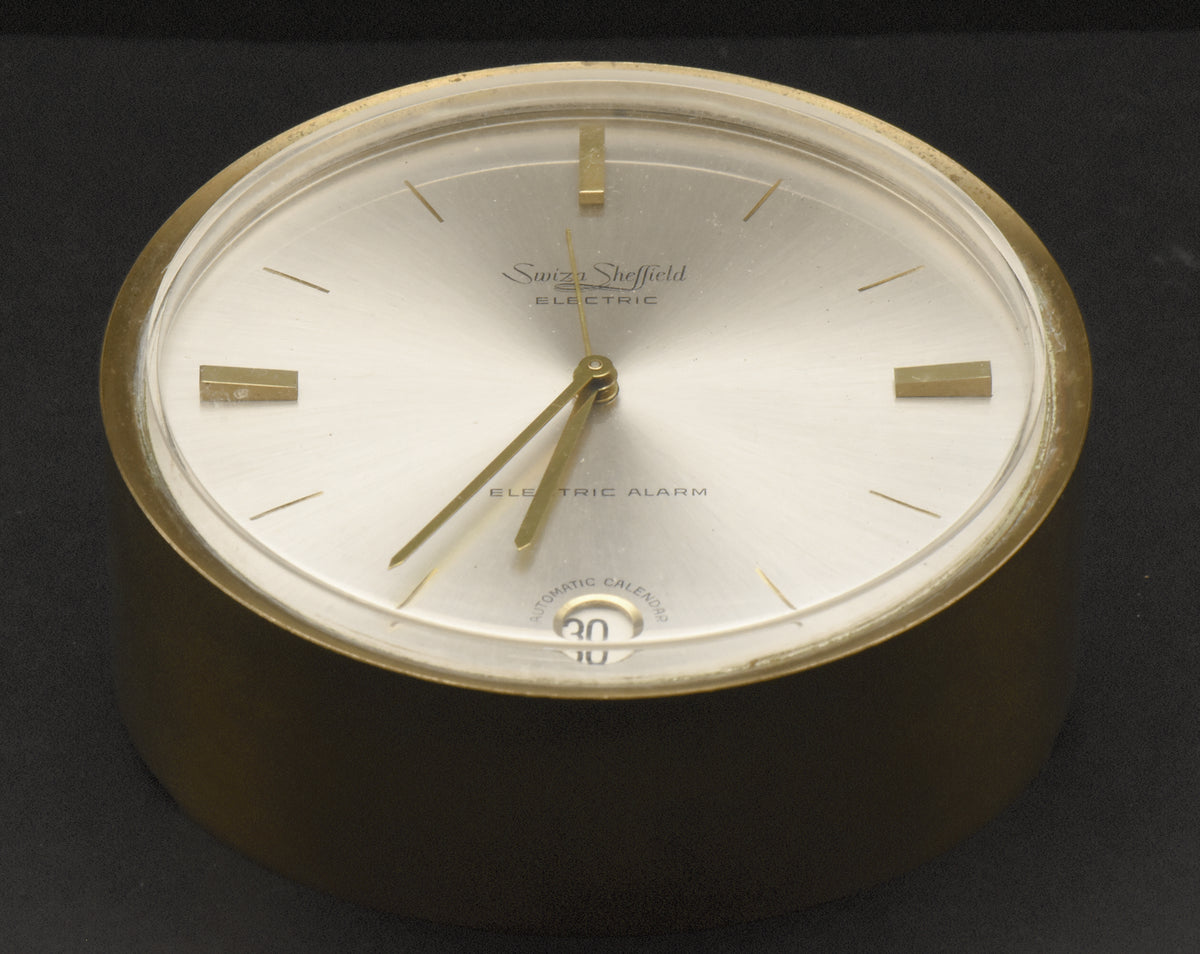 Swiza Sheffield - Vintage Brass Table Clock – Home Again Vintage