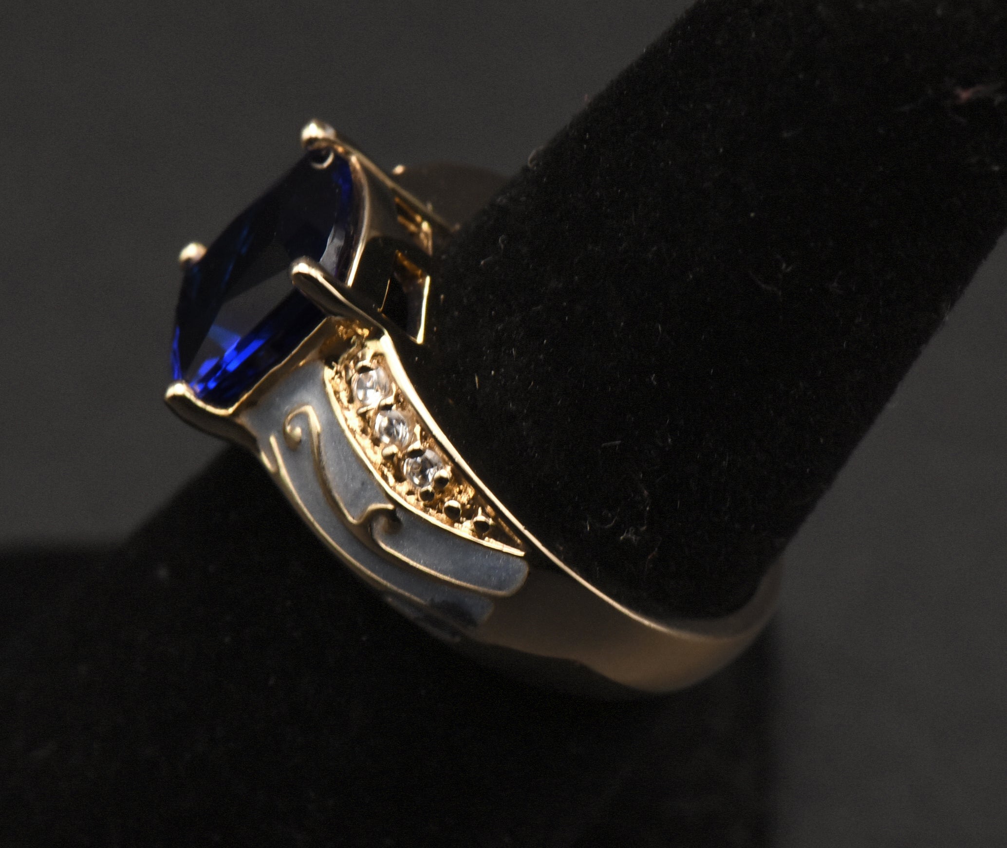 Ross-Simons - Vintage Synthetic Blue Spinel Vermeil Ring - Size 6