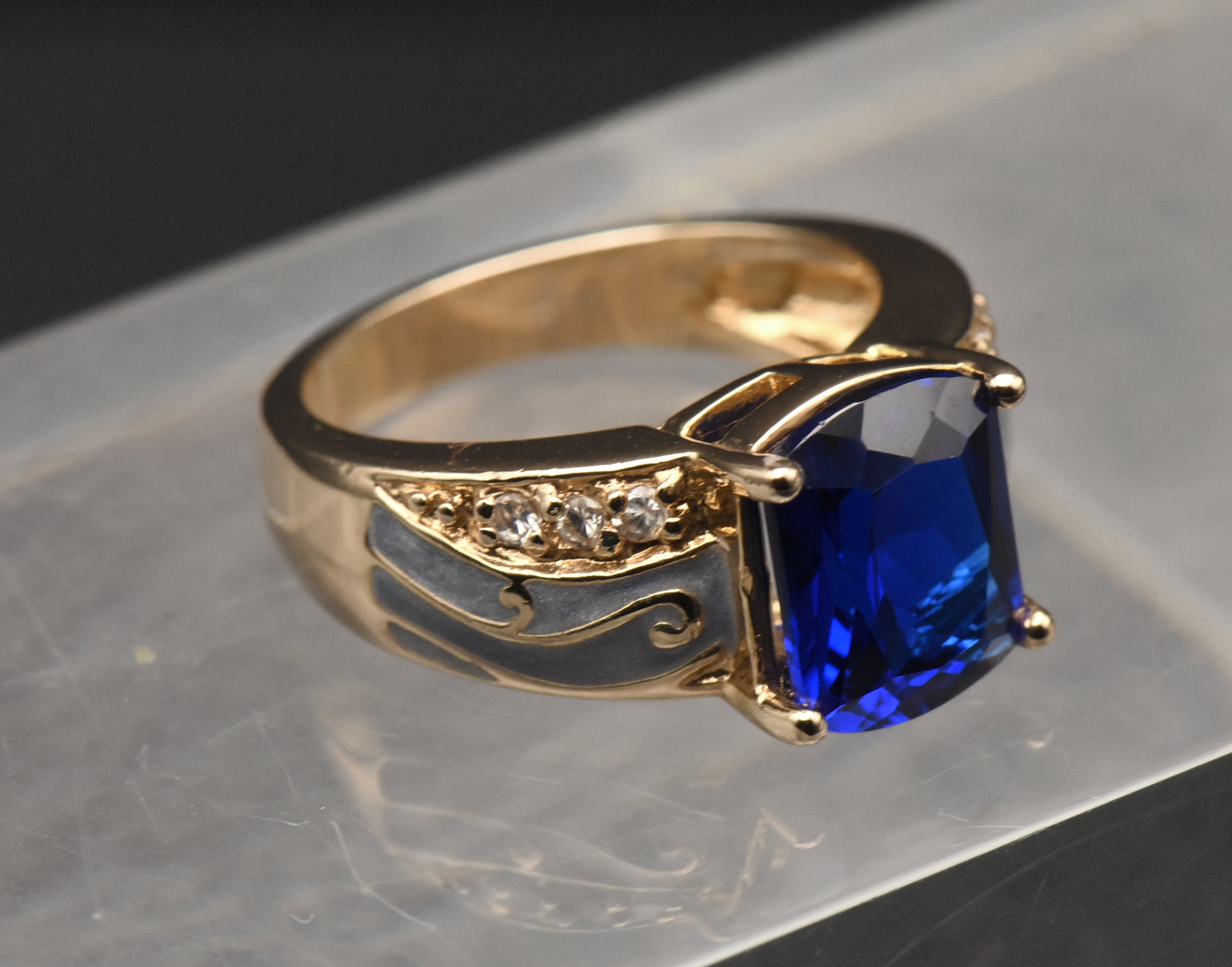 Ross-Simons - Vintage Synthetic Blue Spinel Vermeil Ring - Size 6