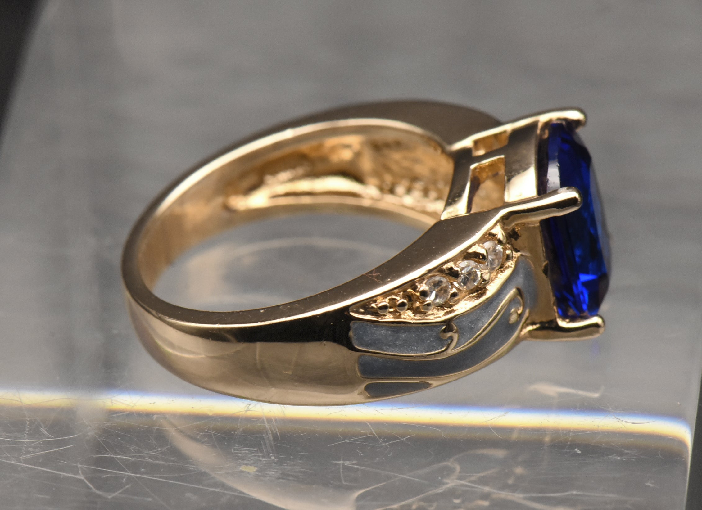 Ross-Simons - Vintage Synthetic Blue Spinel Vermeil Ring - Size 6