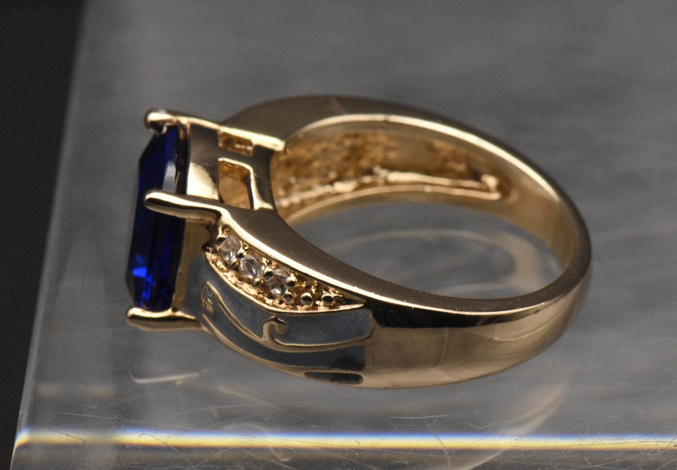 Ross-Simons - Vintage Synthetic Blue Spinel Vermeil Ring - Size 6