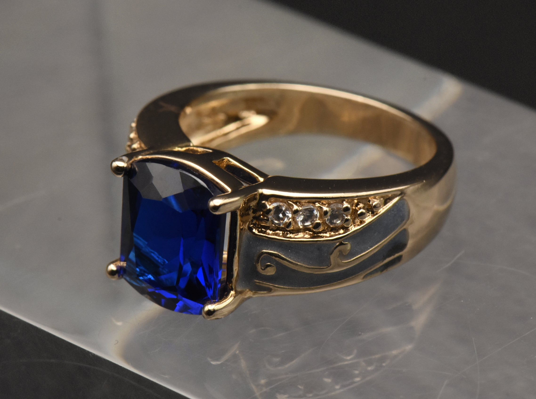 Ross-Simons - Vintage Synthetic Blue Spinel Vermeil Ring - Size 6