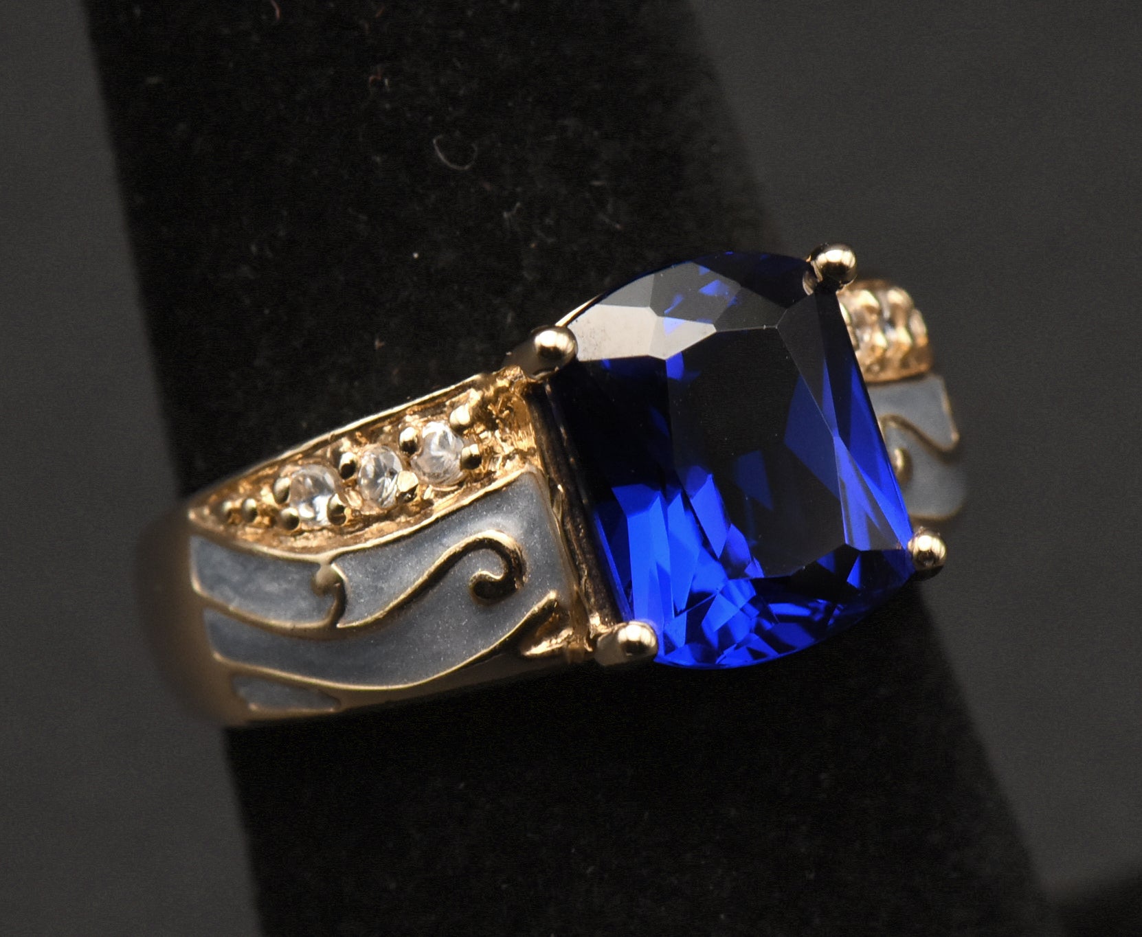 Ross-Simons - Vintage Synthetic Blue Spinel Vermeil Ring - Size 6