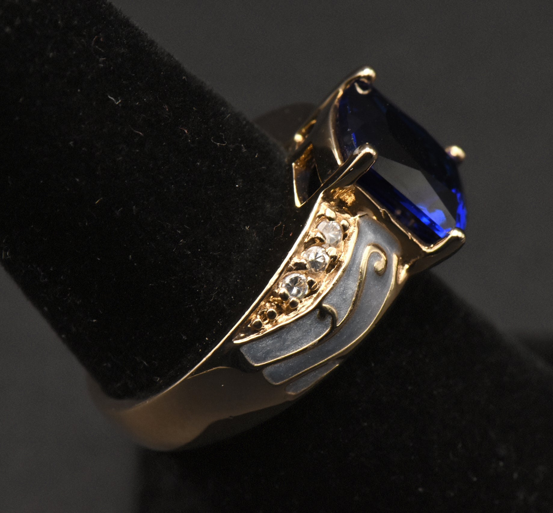 Ross-Simons - Vintage Synthetic Blue Spinel Vermeil Ring - Size 6