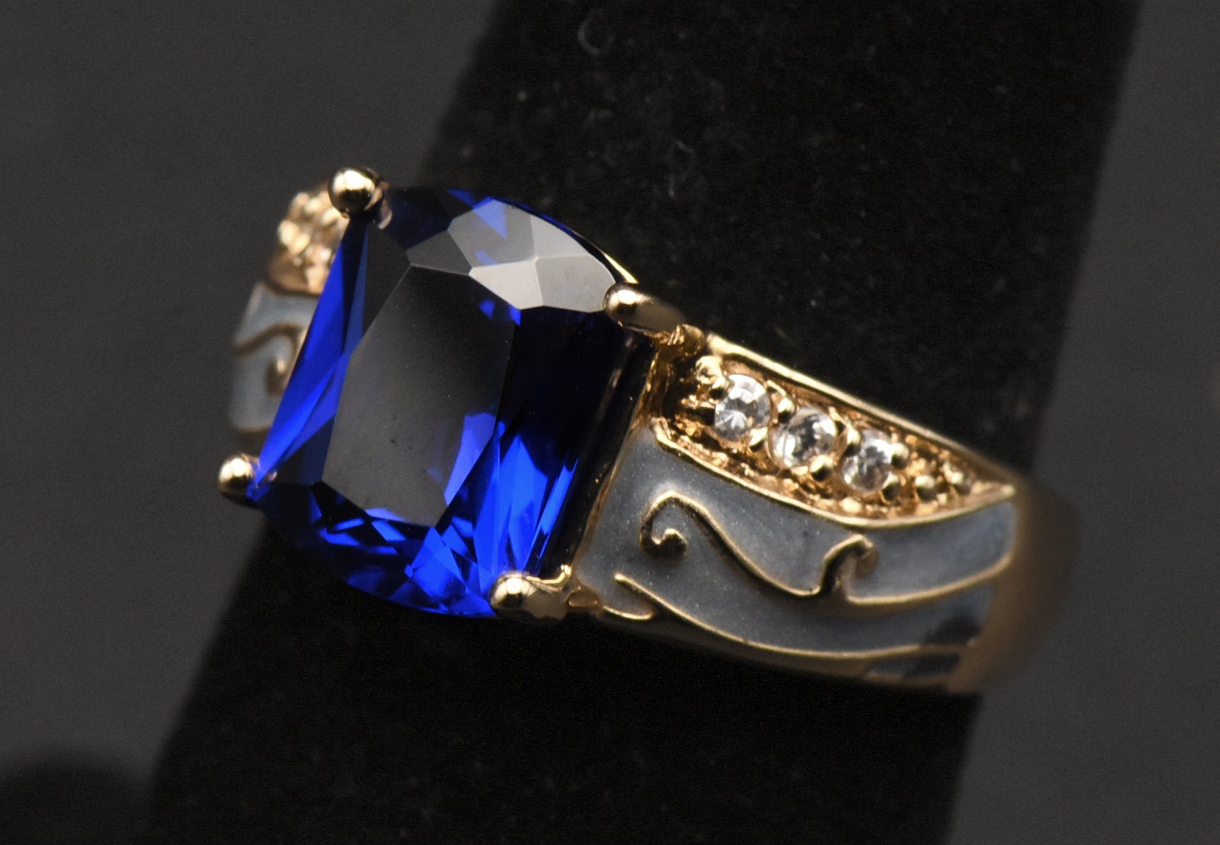 Ross-Simons - Vintage Synthetic Blue Spinel Vermeil Ring - Size 6
