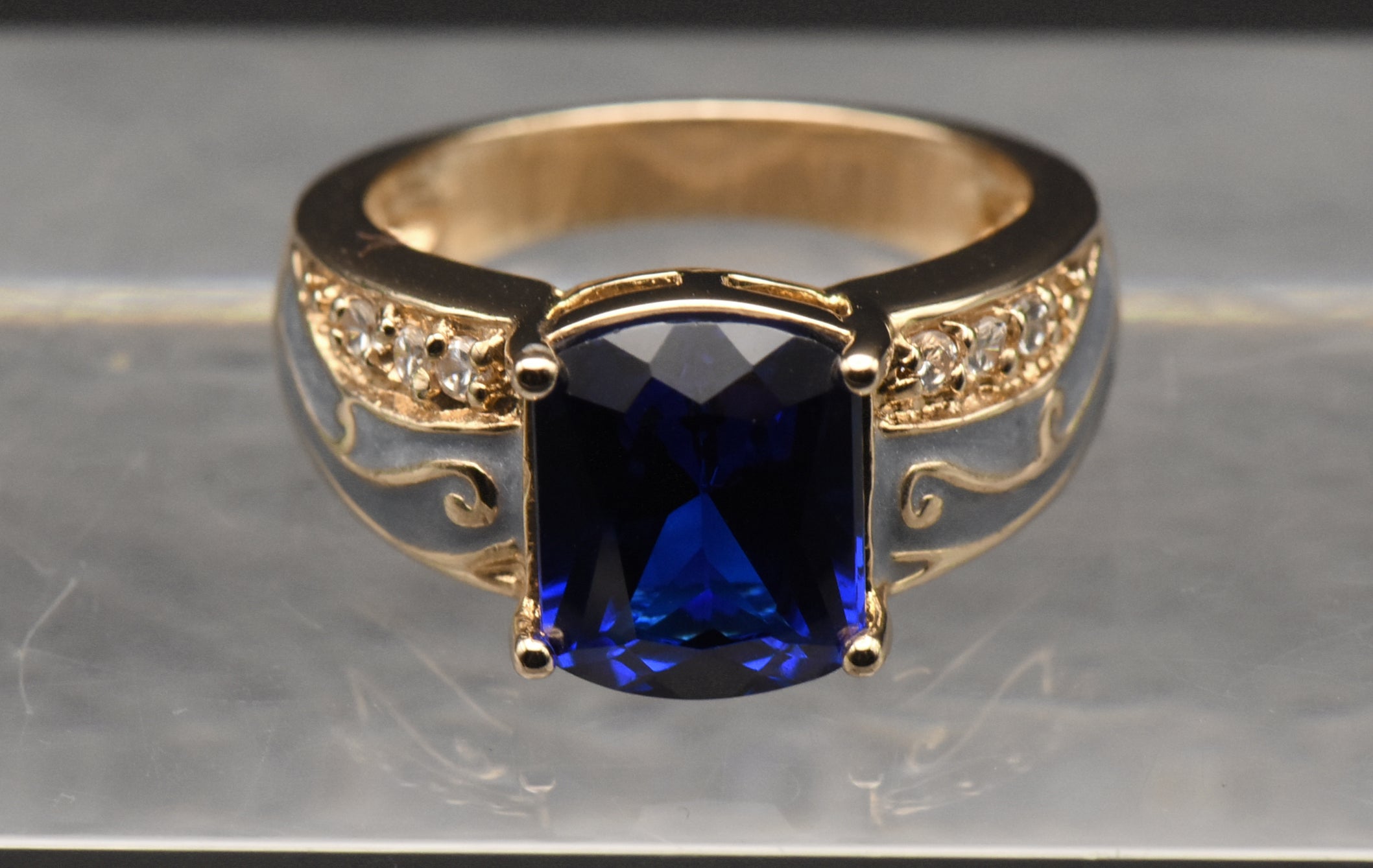 Ross-Simons - Vintage Synthetic Blue Spinel Vermeil Ring - Size 6