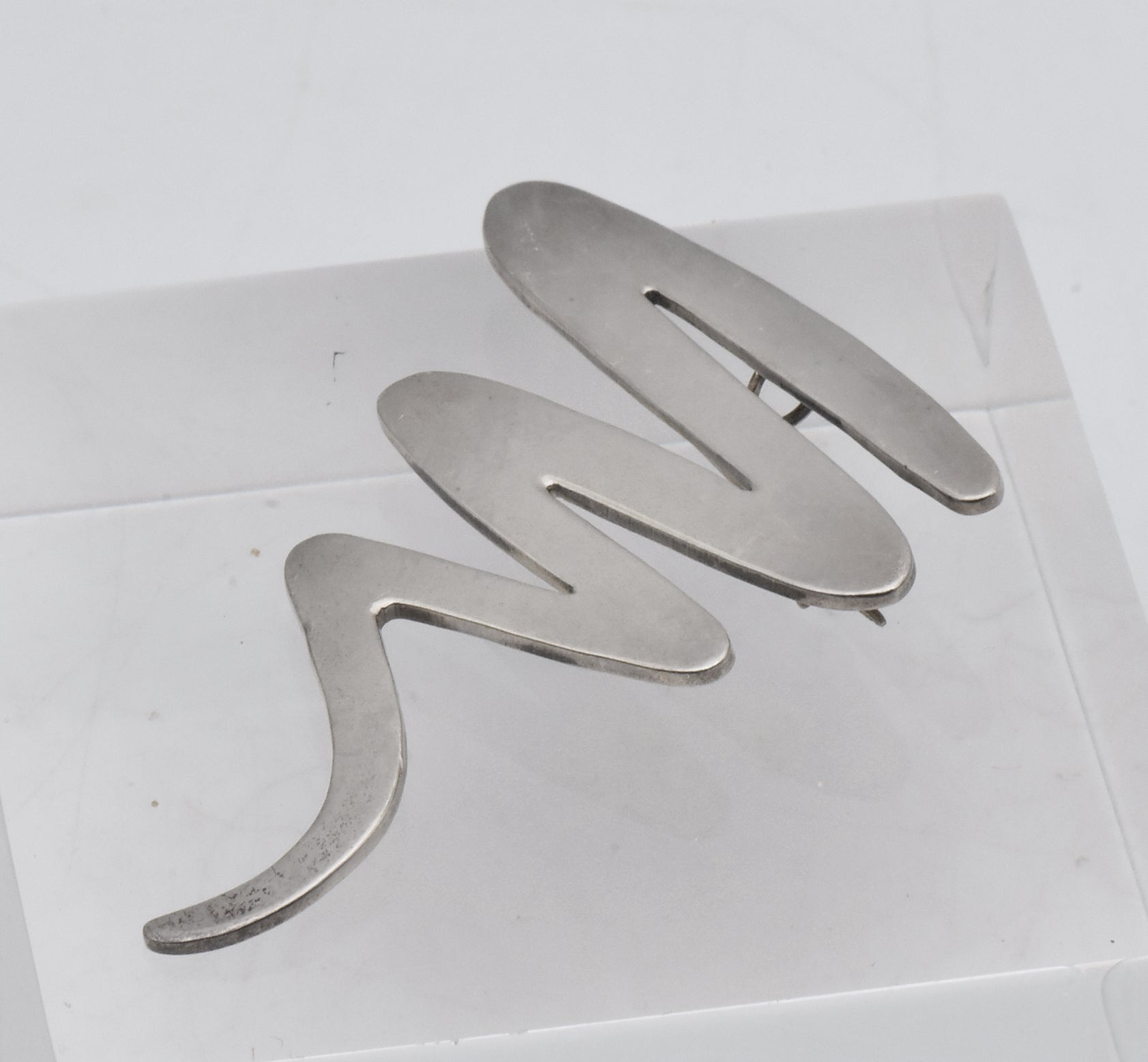 Vintage Handmade Sterling Silver Zig-Zag Brooch/Pendant