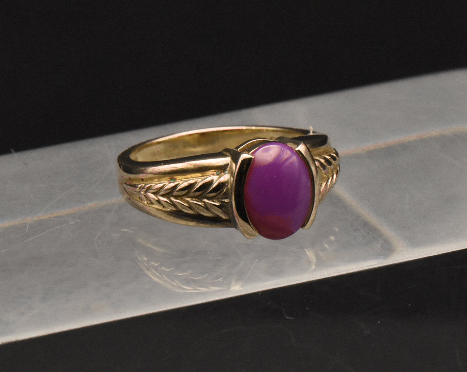 Vintage Synthetic Star Ruby Gold Tone Sterling Silver Ring - Size 5.75