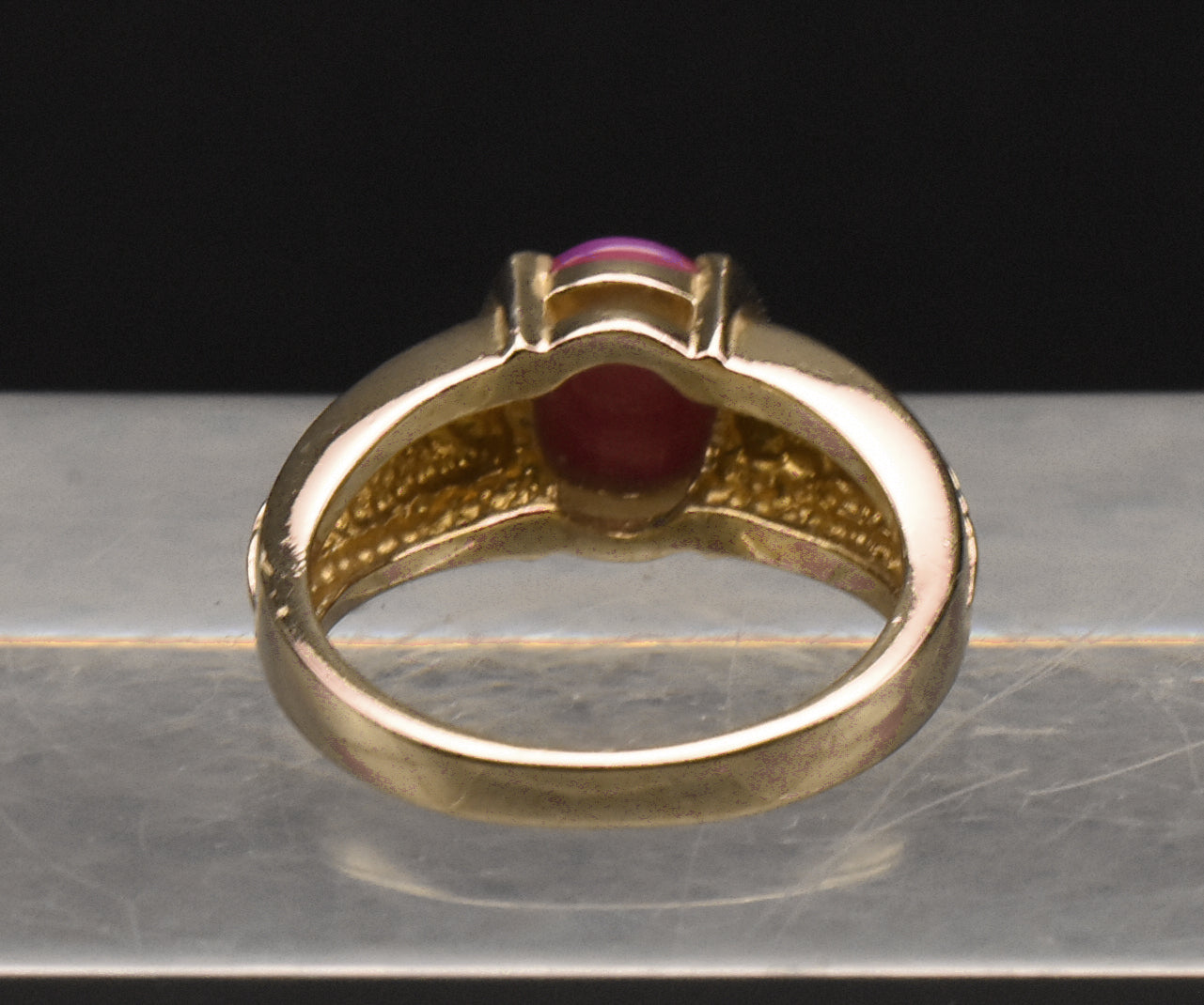 Vintage Synthetic Star Ruby Gold Tone Sterling Silver Ring - Size 5.75