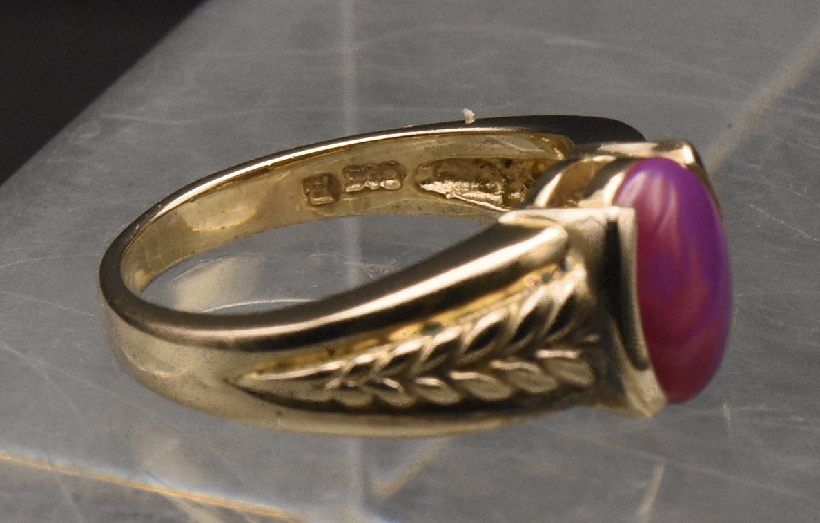 Vintage Synthetic Star Ruby Gold Tone Sterling Silver Ring - Size 5.75