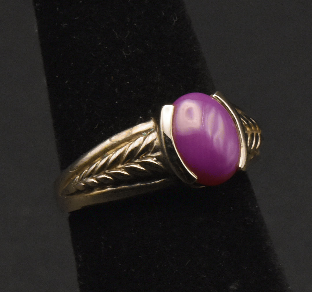 Vintage Synthetic Star Ruby Gold Tone Sterling Silver Ring - Size 5.75