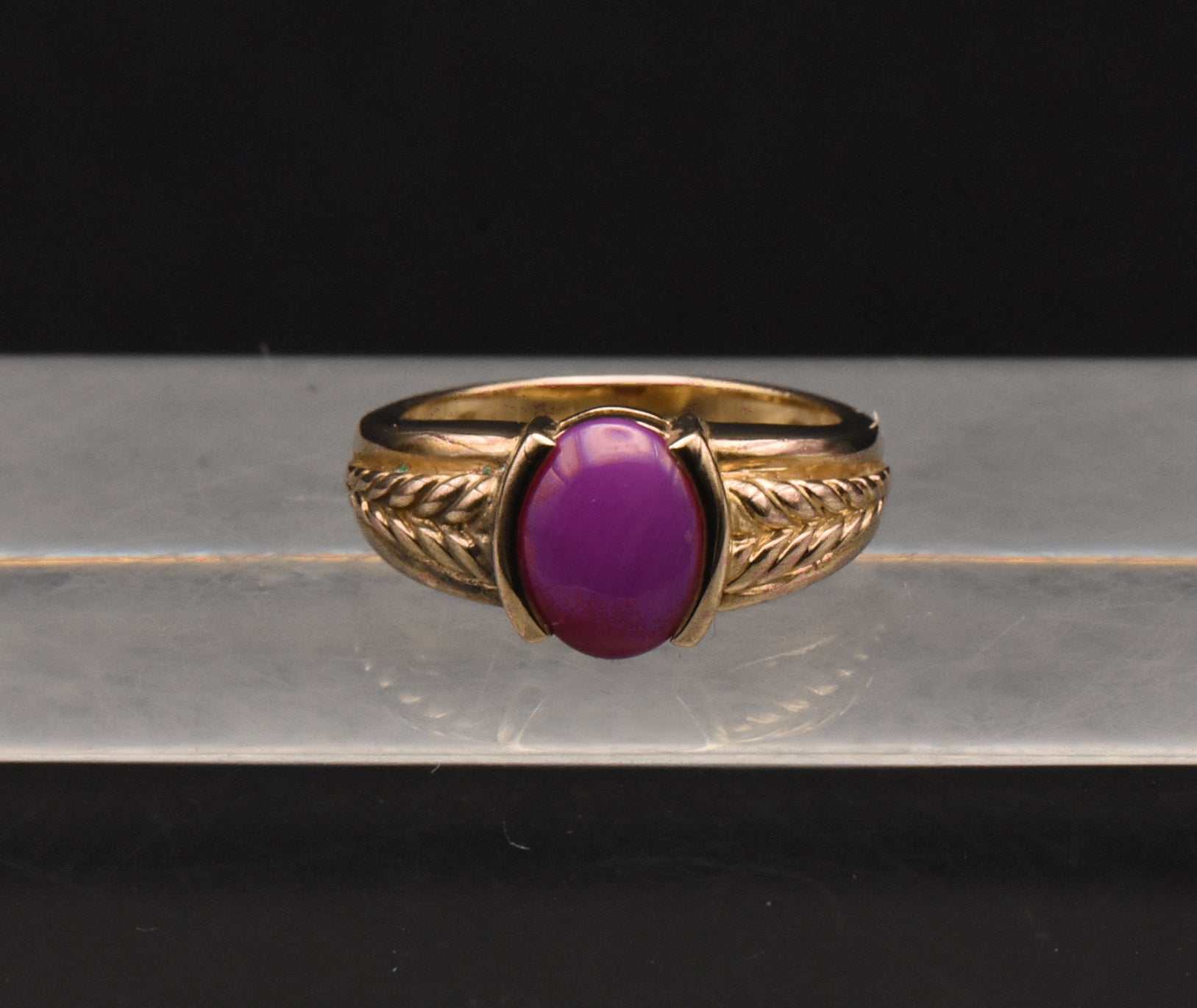 Vintage Synthetic Star Ruby Gold Tone Sterling Silver Ring - Size 5.75