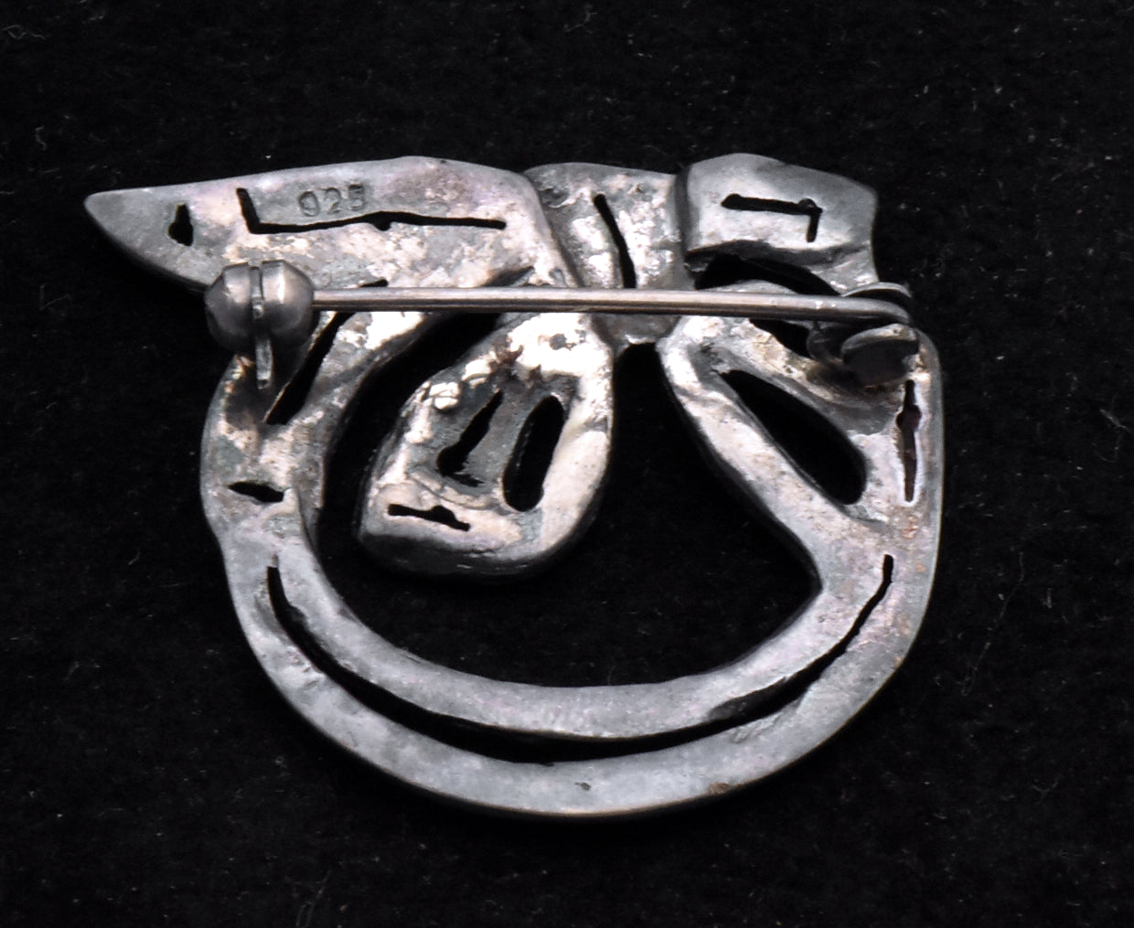 Vintage Sterling Silver and Marcasite Ribbon Wreath Brooch