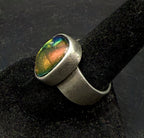 Vintage Handmade Sterling Silver Dichroic Glass Ring - Size 9.25
